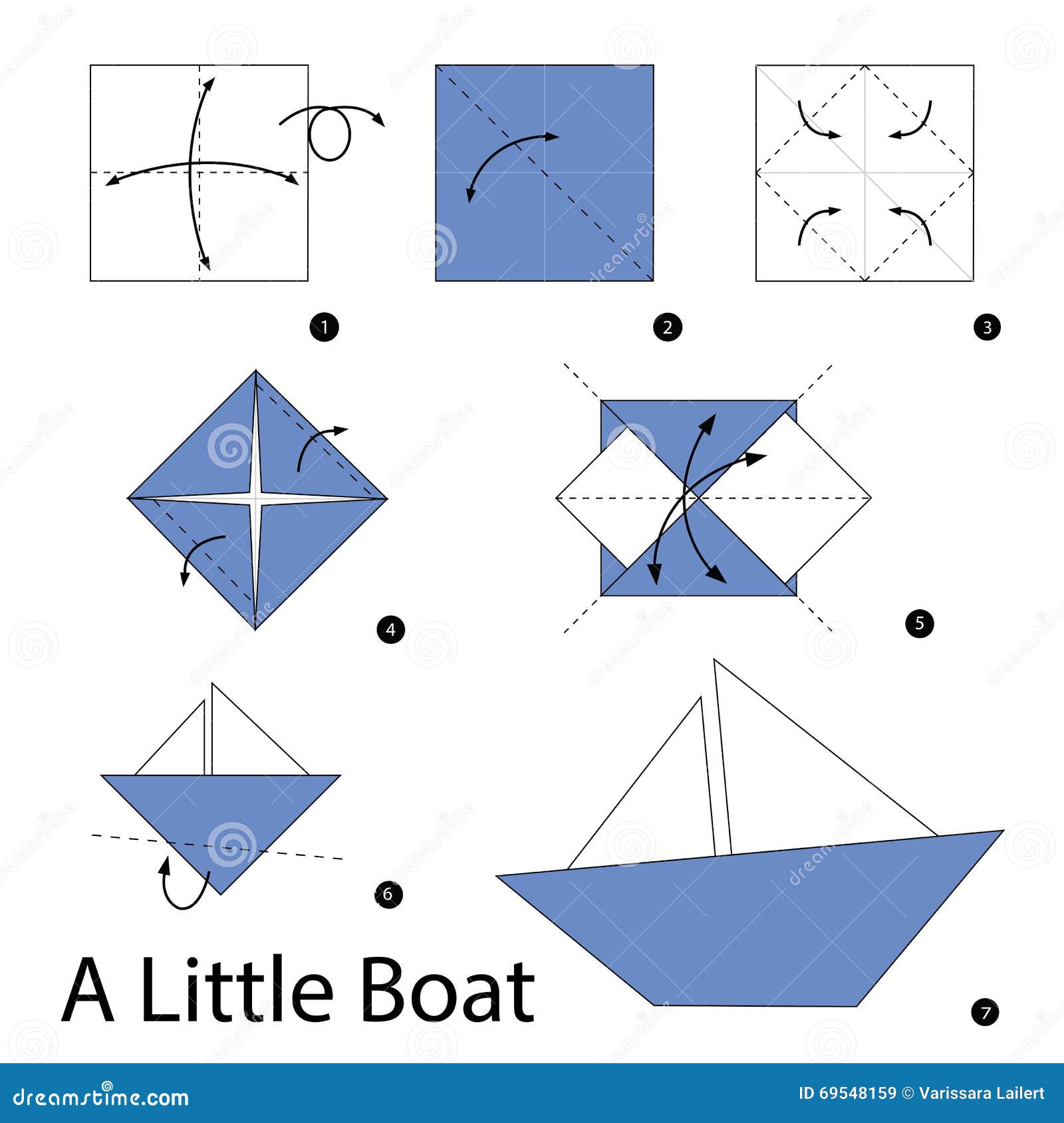 Схема кораблика оригами для детей