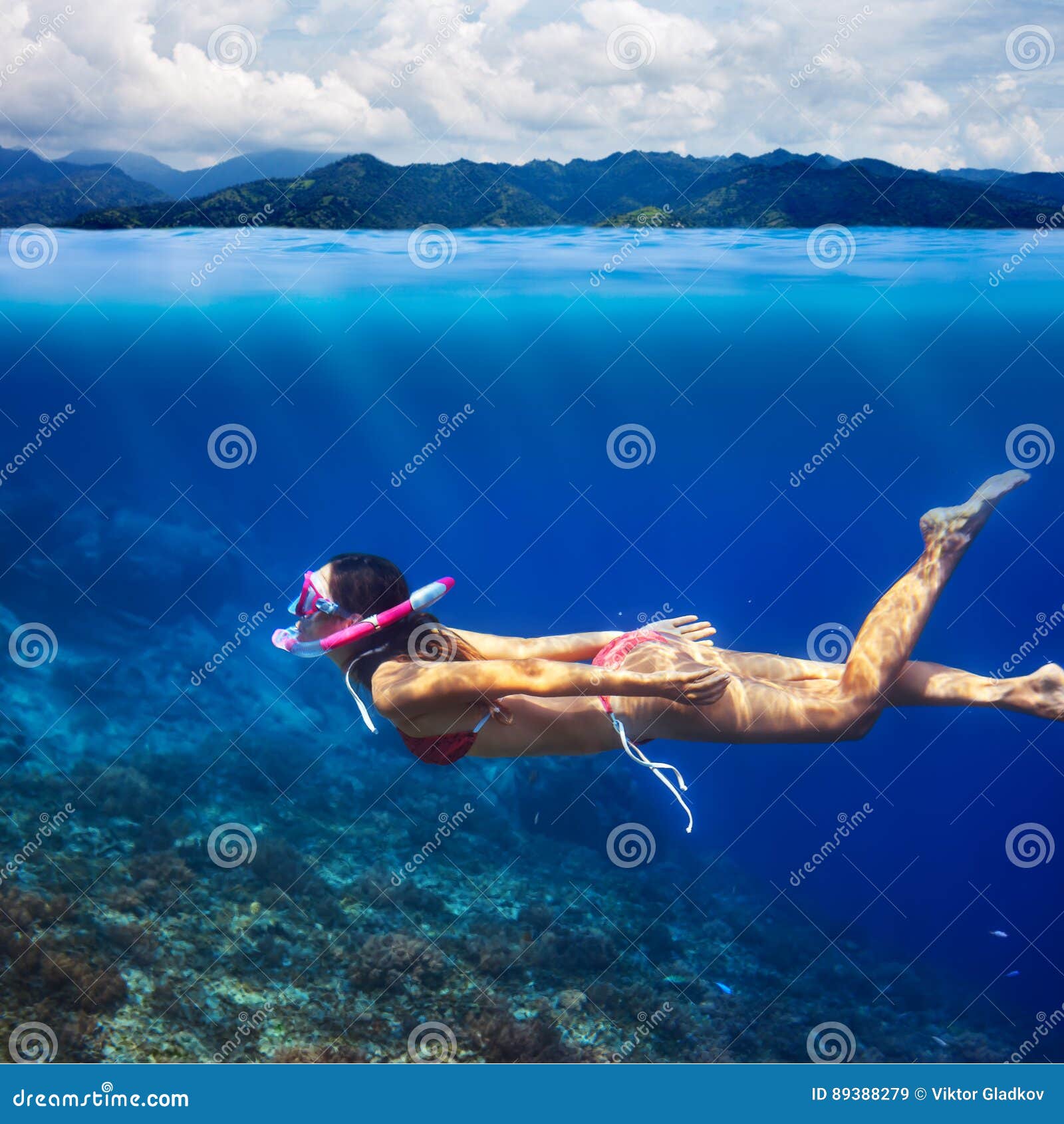 She is snorkelling