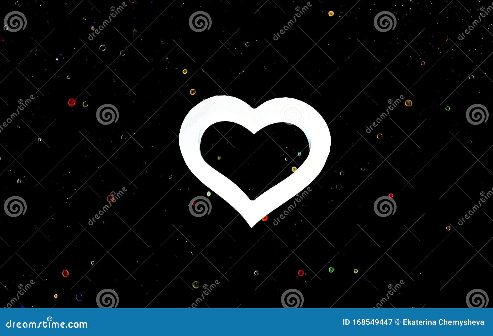 Прекрасное белое сердце на черном фоне с цветным Bokeh Стоковое Изображение  - изображение насчитывающей покрашено, февраль: 168549447