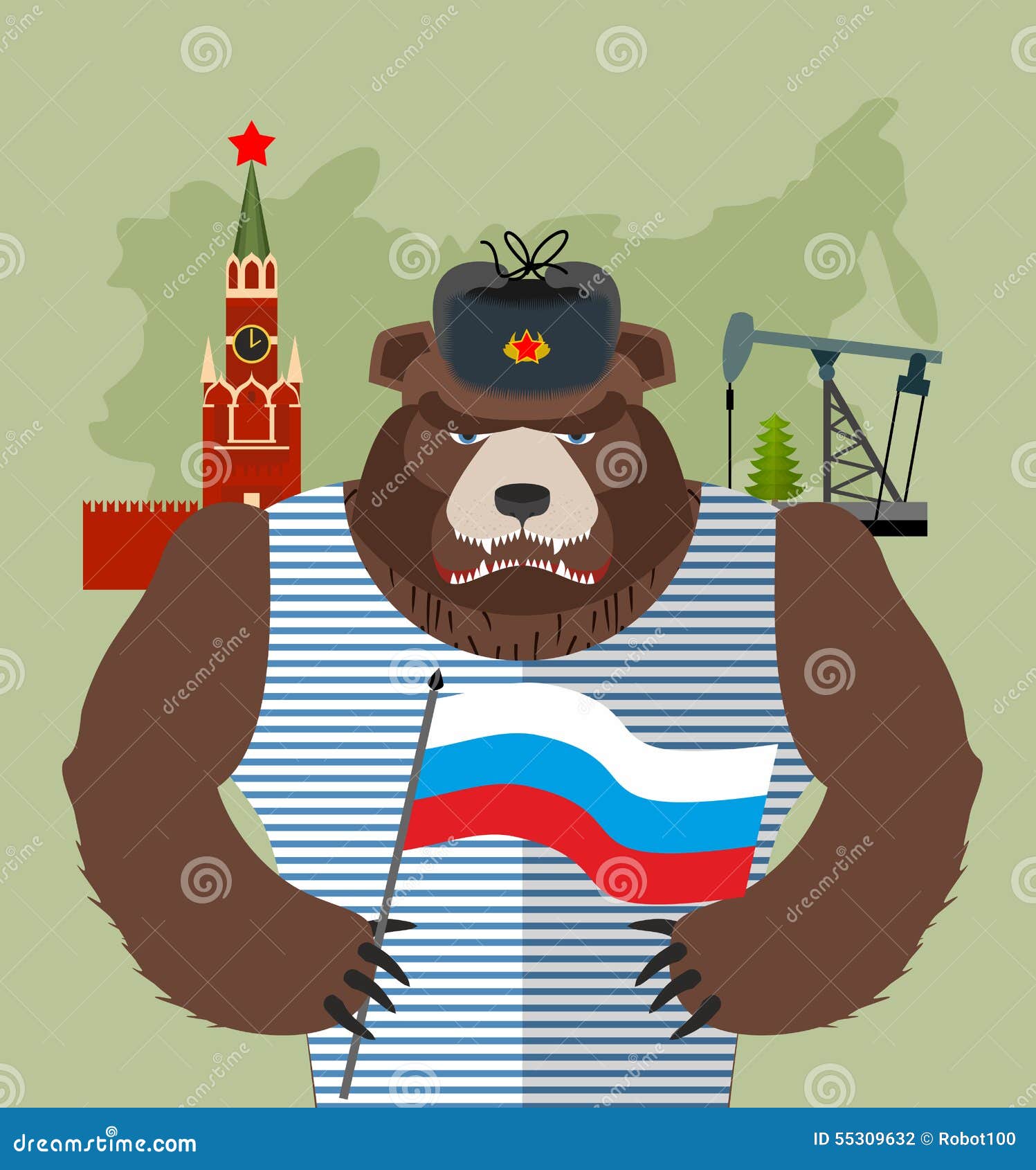 Медведь в ушанке рисунок