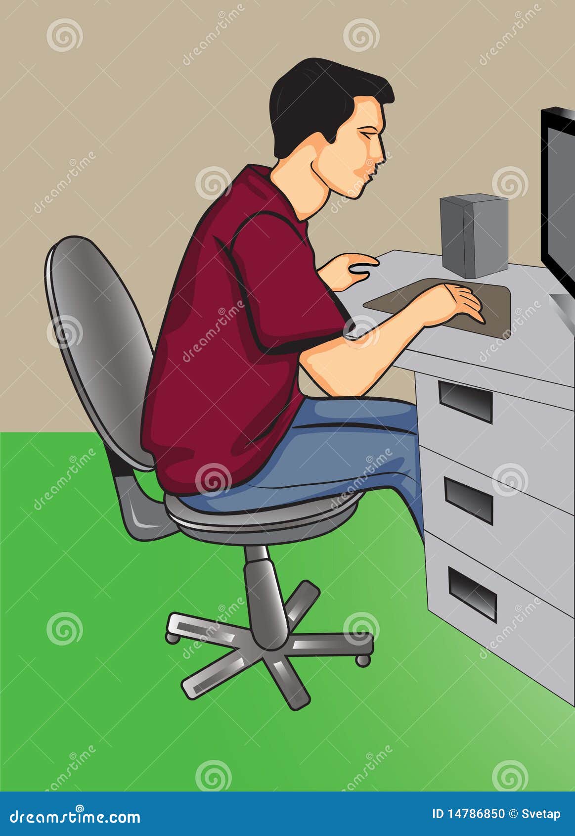 Мужик за компьютером рисунок