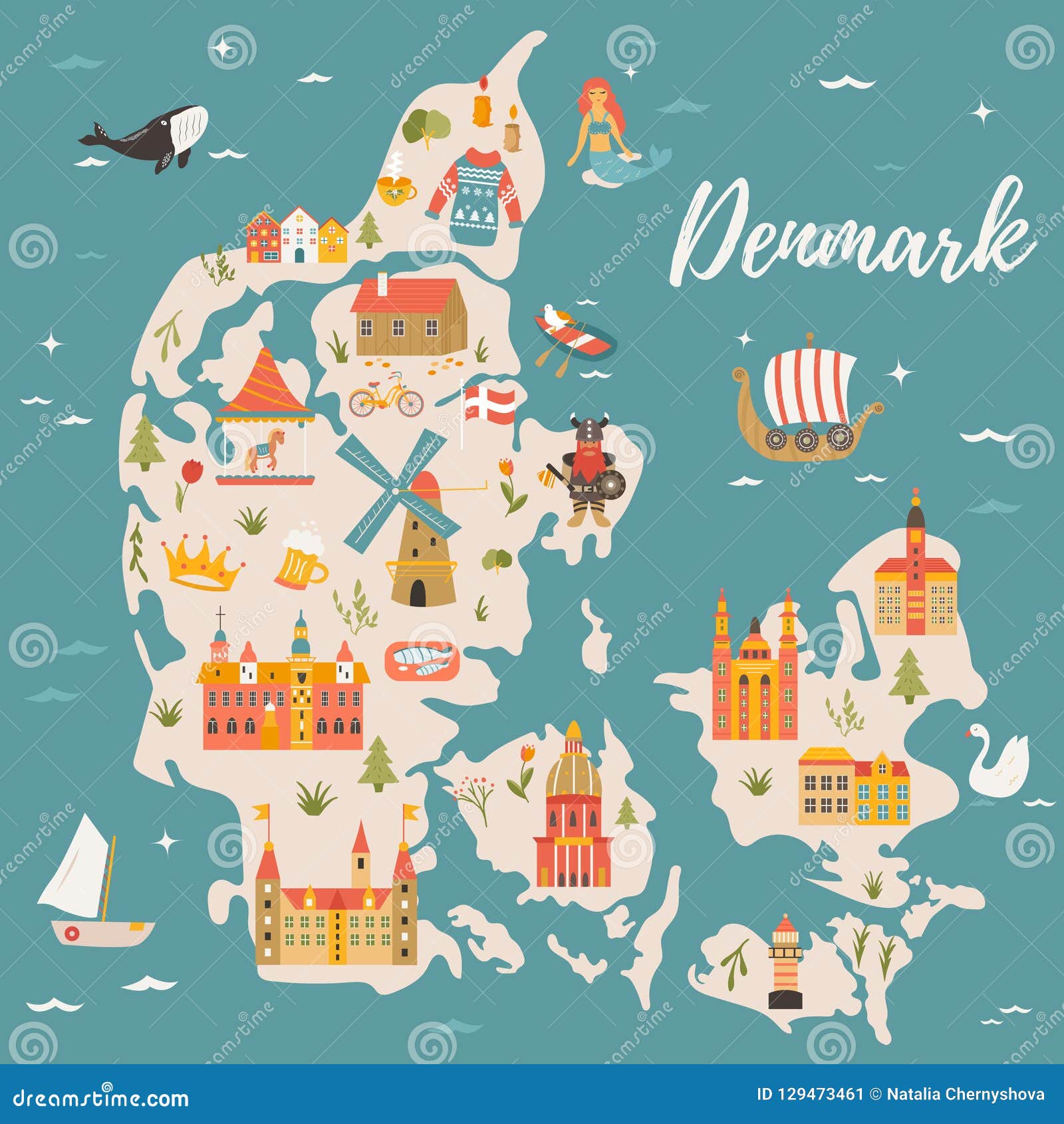 Карте пенья. Символы Дании. Датское королевство иллюстрации.