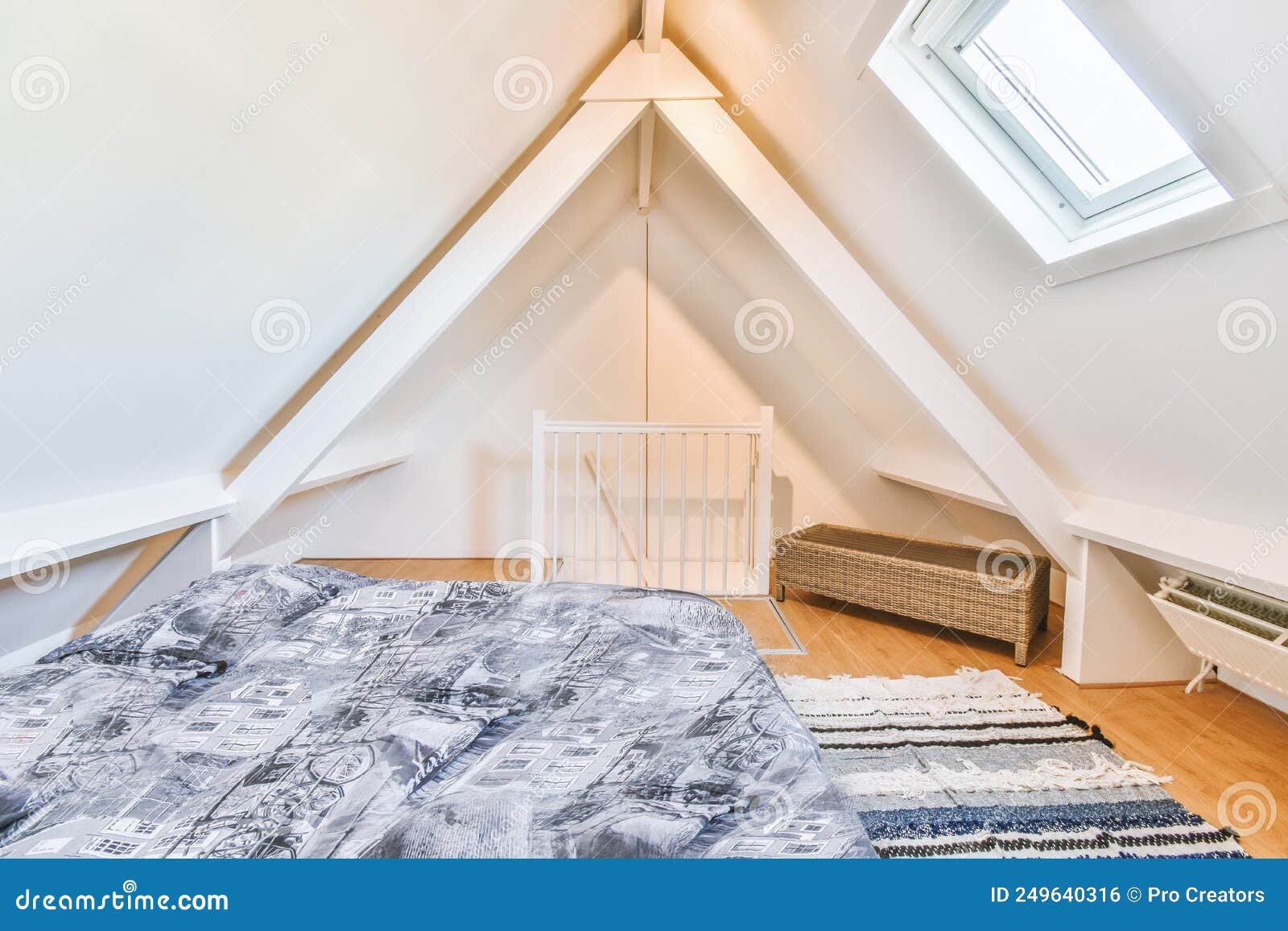простая маленькая чердачная спальня Стоковое Фото - изображение насчитывающей предмет, минимально: 249640316