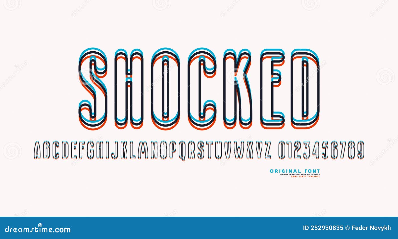 Пустой Узкий Шрифт Sans Serif С Эффектом Искажения Иллюстрация.