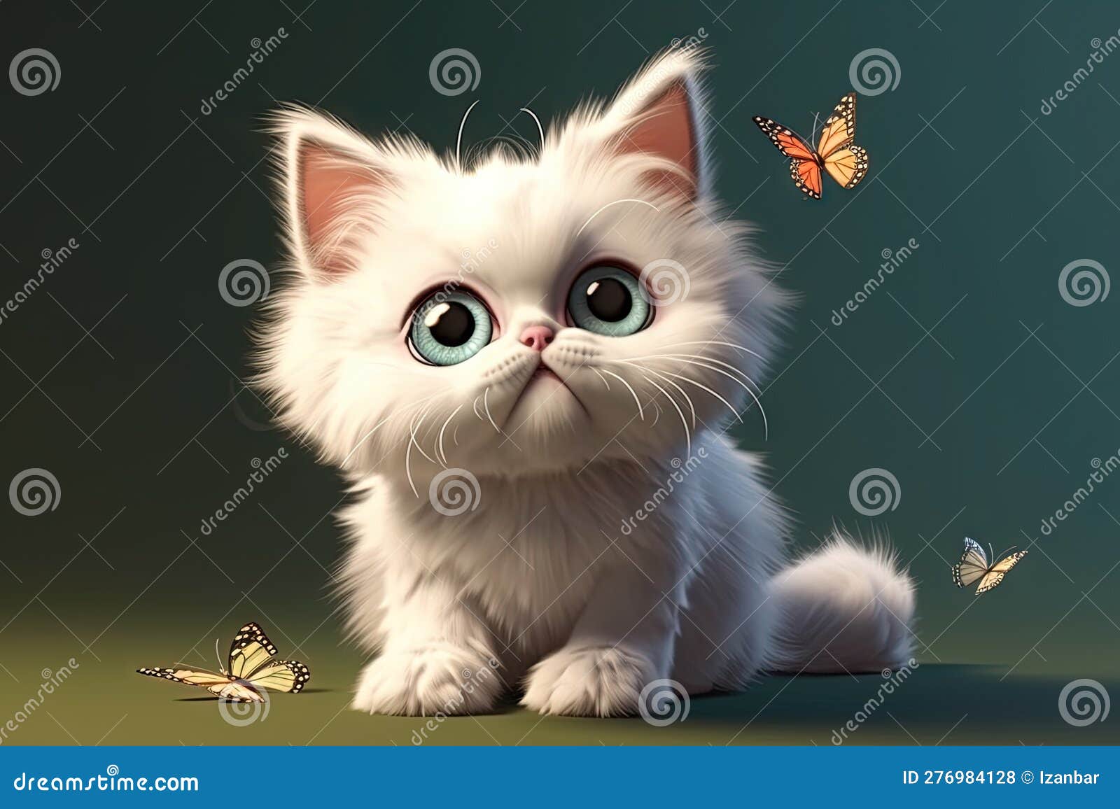 Мультяшный кот с большими глазами