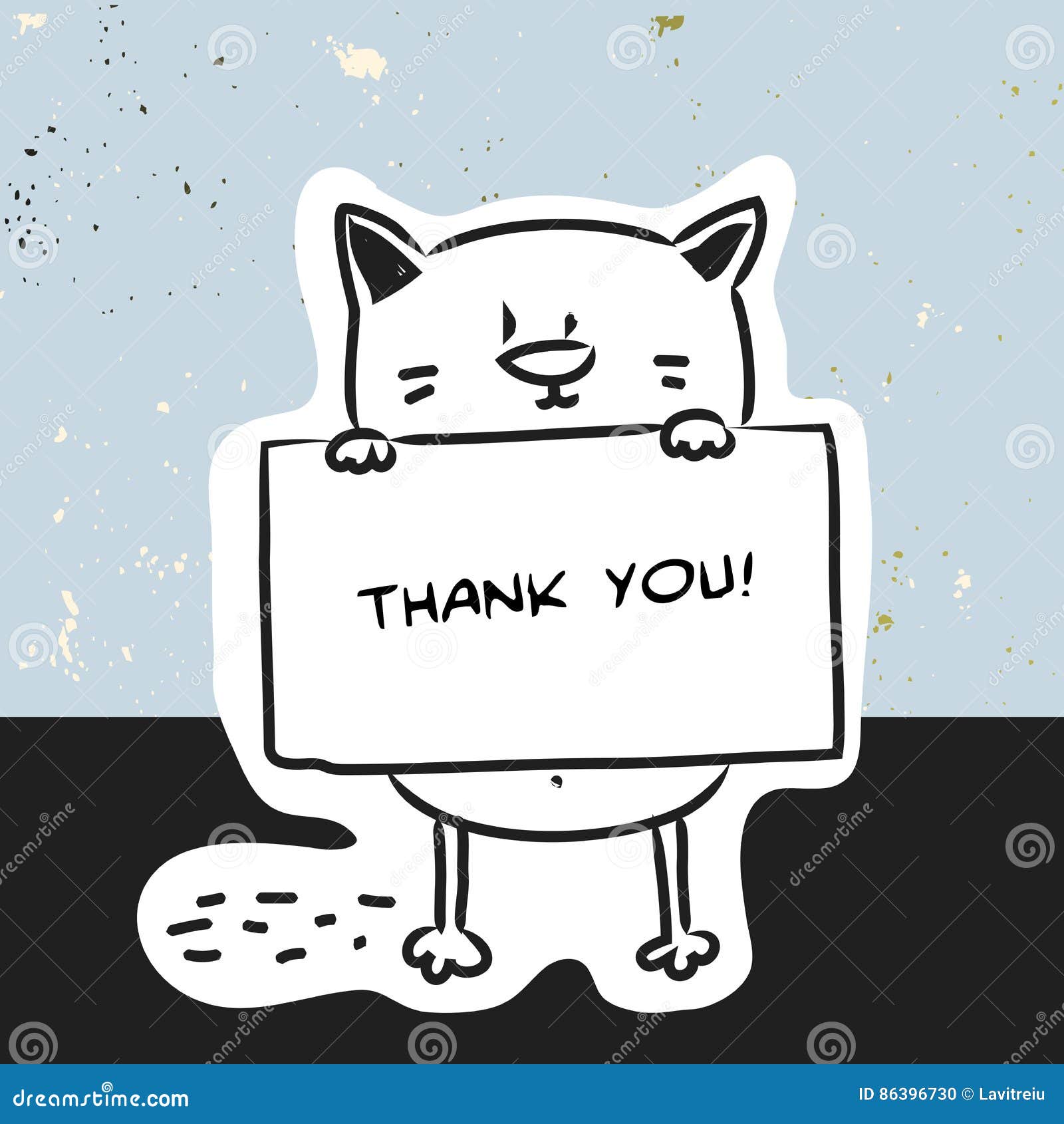 Плакат кота спасибо иллюстрация вектора. иллюстрации насчитывающей потеха -  86396730
