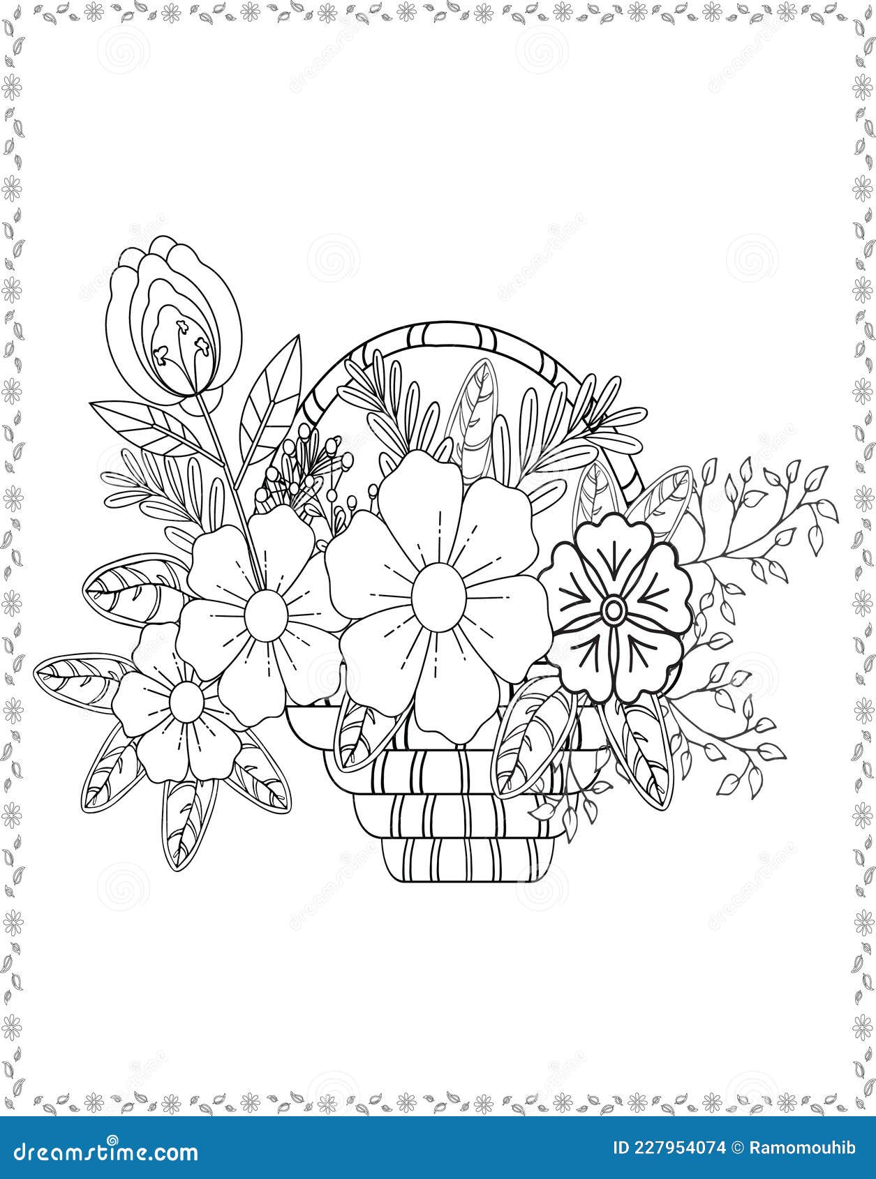 Корзина с цветами рисунок