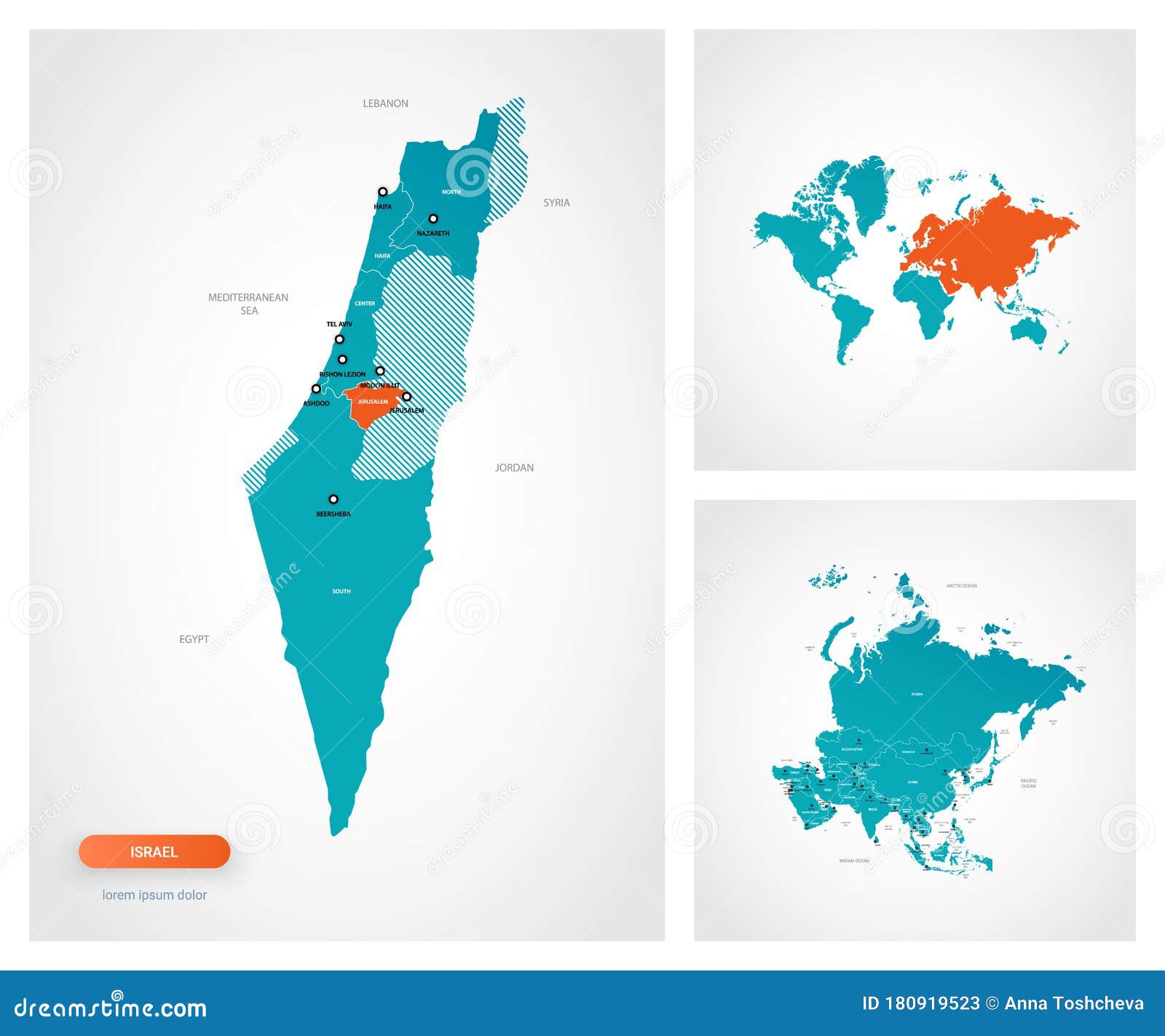 Редактируемое шаблон карты Израиля Иллюстрация вектора - иллюстрациинасчитывающей политическо, цвет: 180919523
