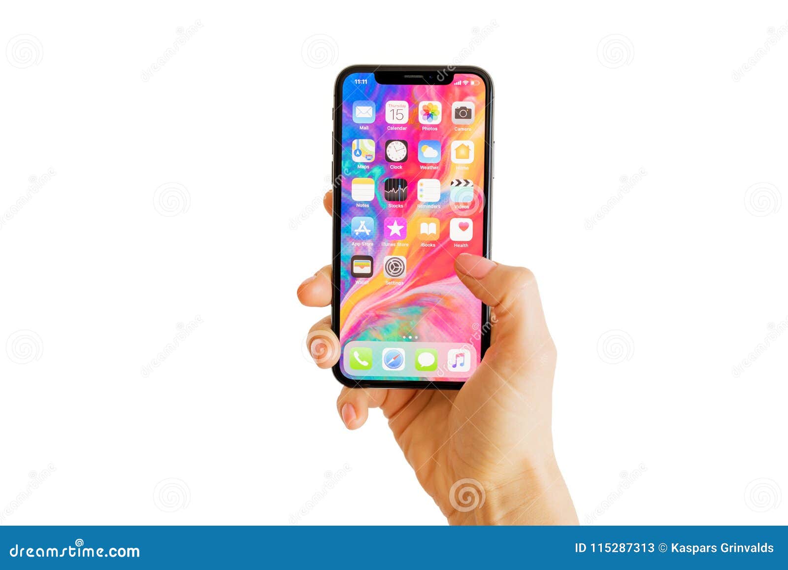 Рига, Латвия - 15-ое марта 2018: Главный экран самого последнего IPhone X  поколения Редакционное Стоковое Фото - изображение насчитывающей цифрово,  уговариваний: 115287313