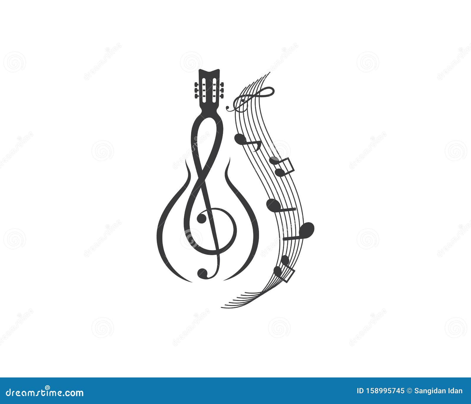 рисунок вектора логотипа гитары ноты Иллюстрация вектора - иллюстрации  насчитывающей согласие, классицистическо: 158995745