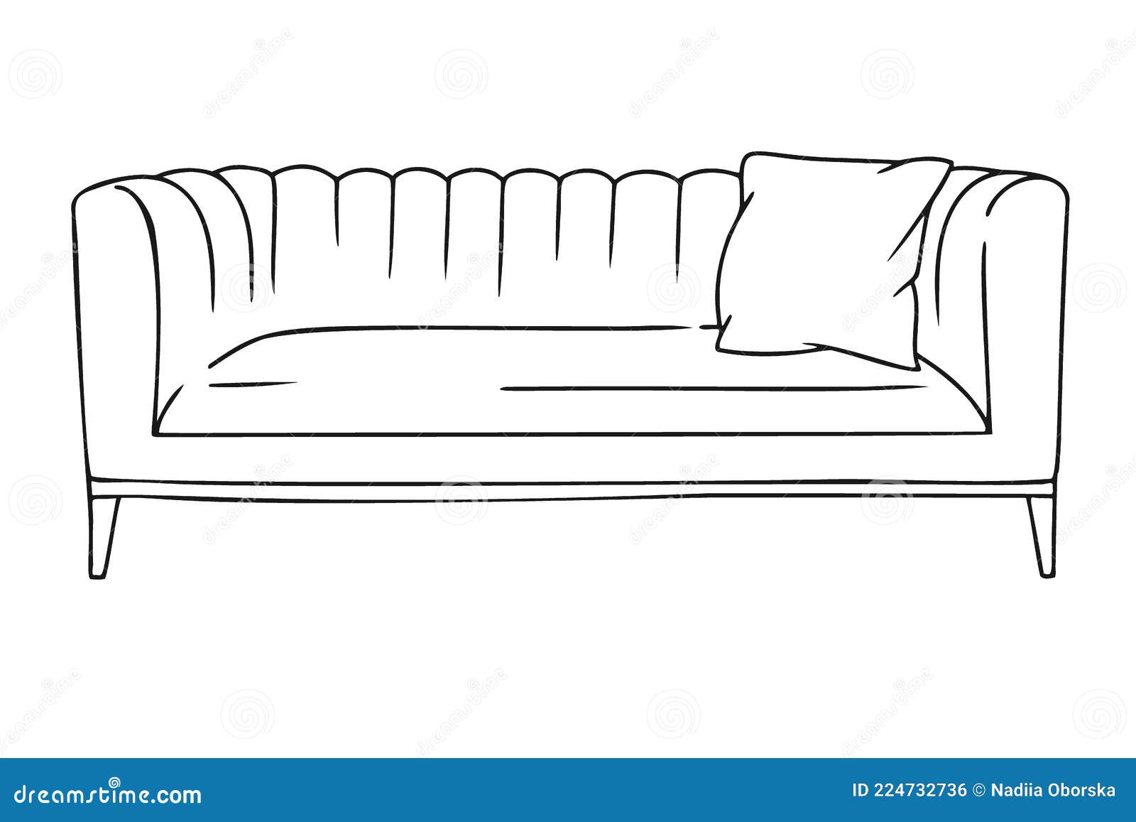 рисунок дивана, изолированного на белом фоне. векторная иллюстрация  Иллюстрация вектора - иллюстрации насчитывающей элегантность, современно:  224732736