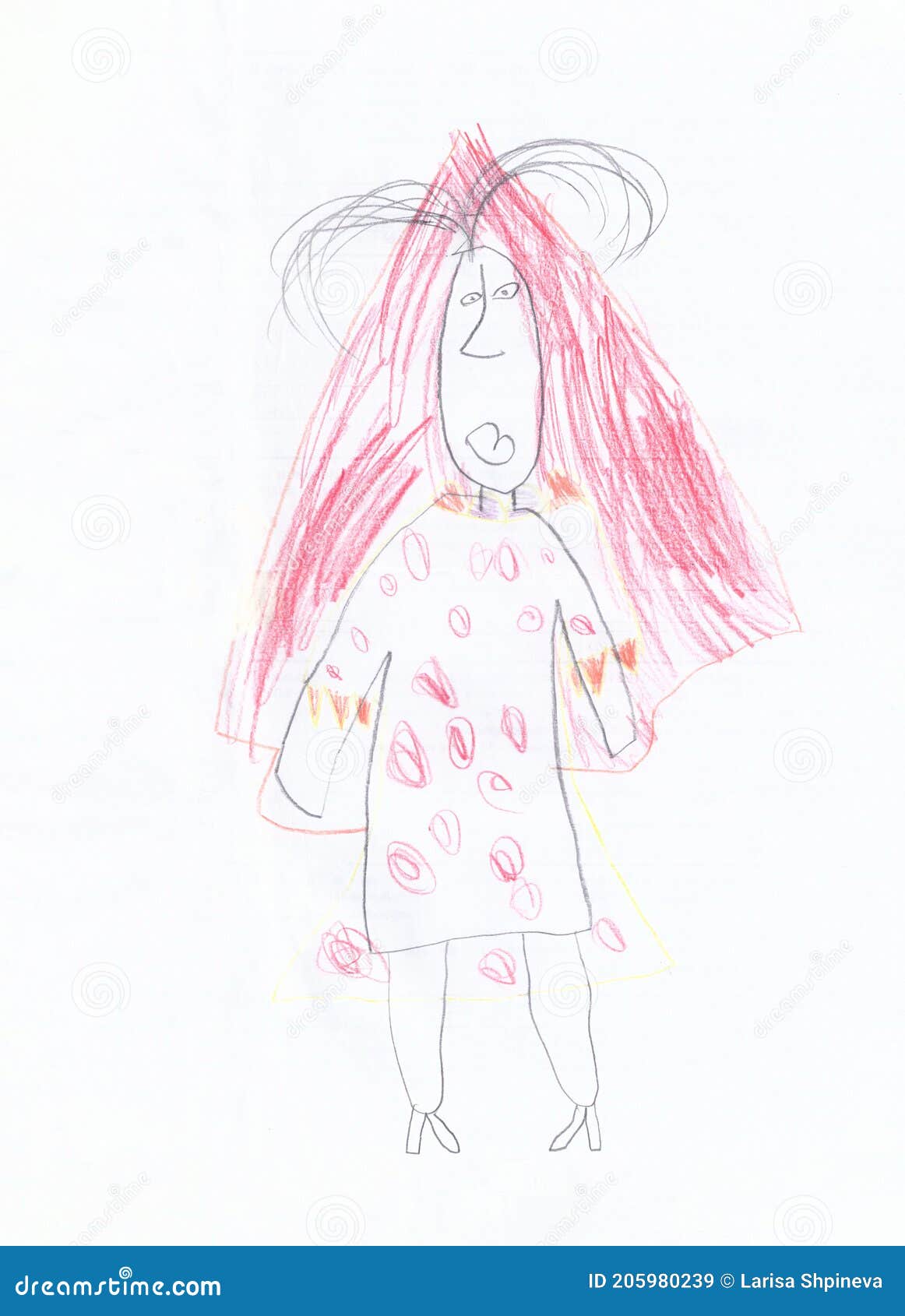 Рисунок карандашом мамы детей. Изображение портрета матери для празднования  дня женщин. Стоковое Изображение - изображение насчитывающей мило,  ребяческо: 205980239