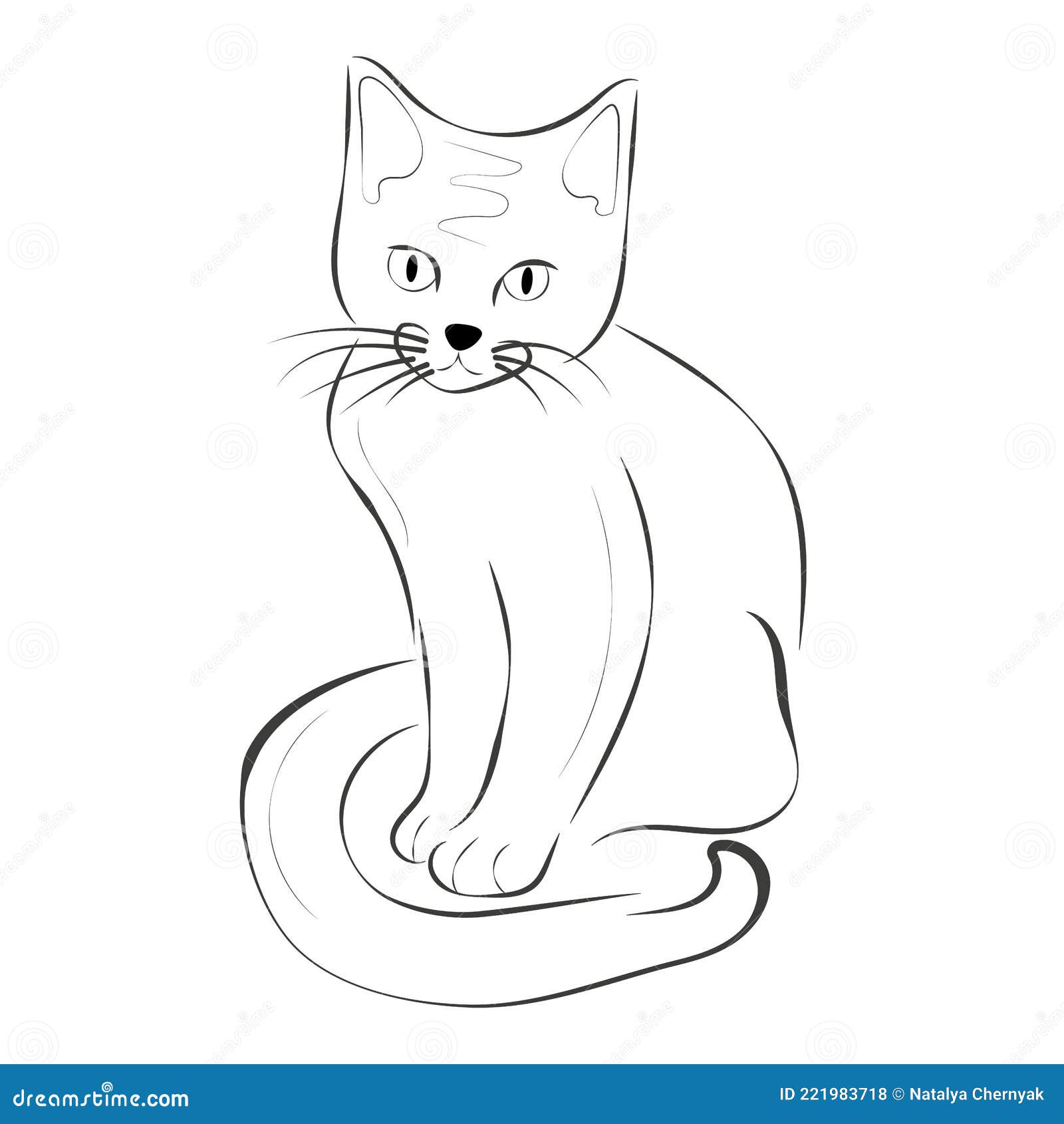 рисунок сидящего кота. иллюстрация вектора. иллюстрации насчитывающей глаза  - 221983718