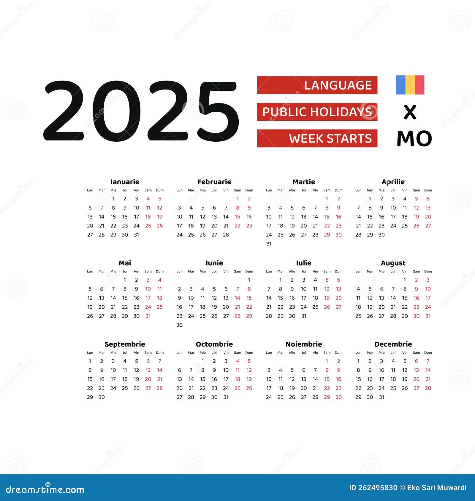 романский календарь 2025. неделя начинается с понедельника. векторный  графический дизайн. Иллюстрация вектора - иллюстрации насчитывающей язык,  график: 262495830