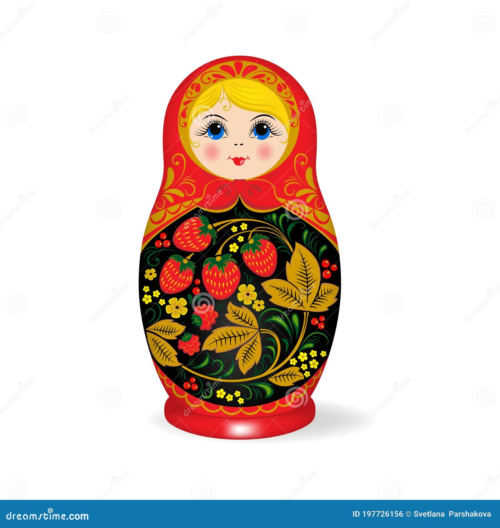 Матрешка на белом фоне