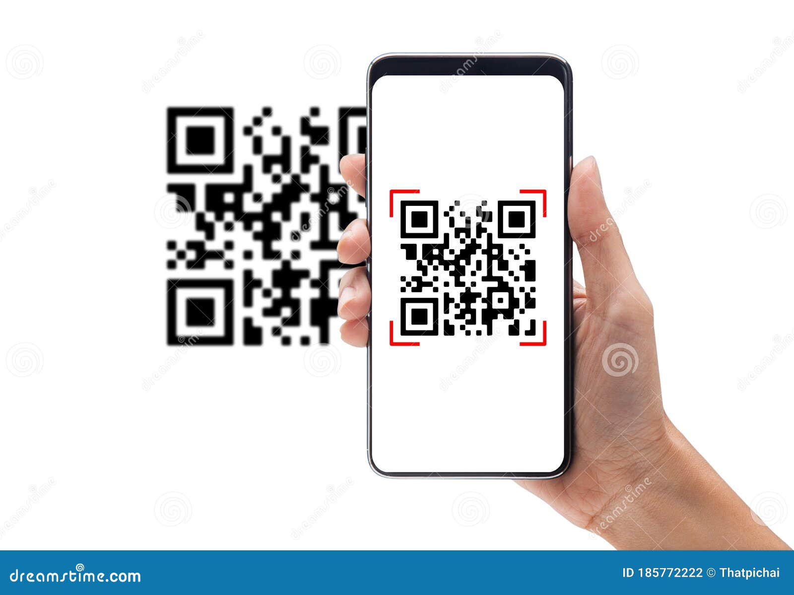 Рука с помощью мобильного телефона, сканера код Qr умный. Концепция денег  Cashless технологии оплаты код Qr читателя Barcode цифро Стоковое Фото -  изображение насчитывающей передвижно, захват: 185772222