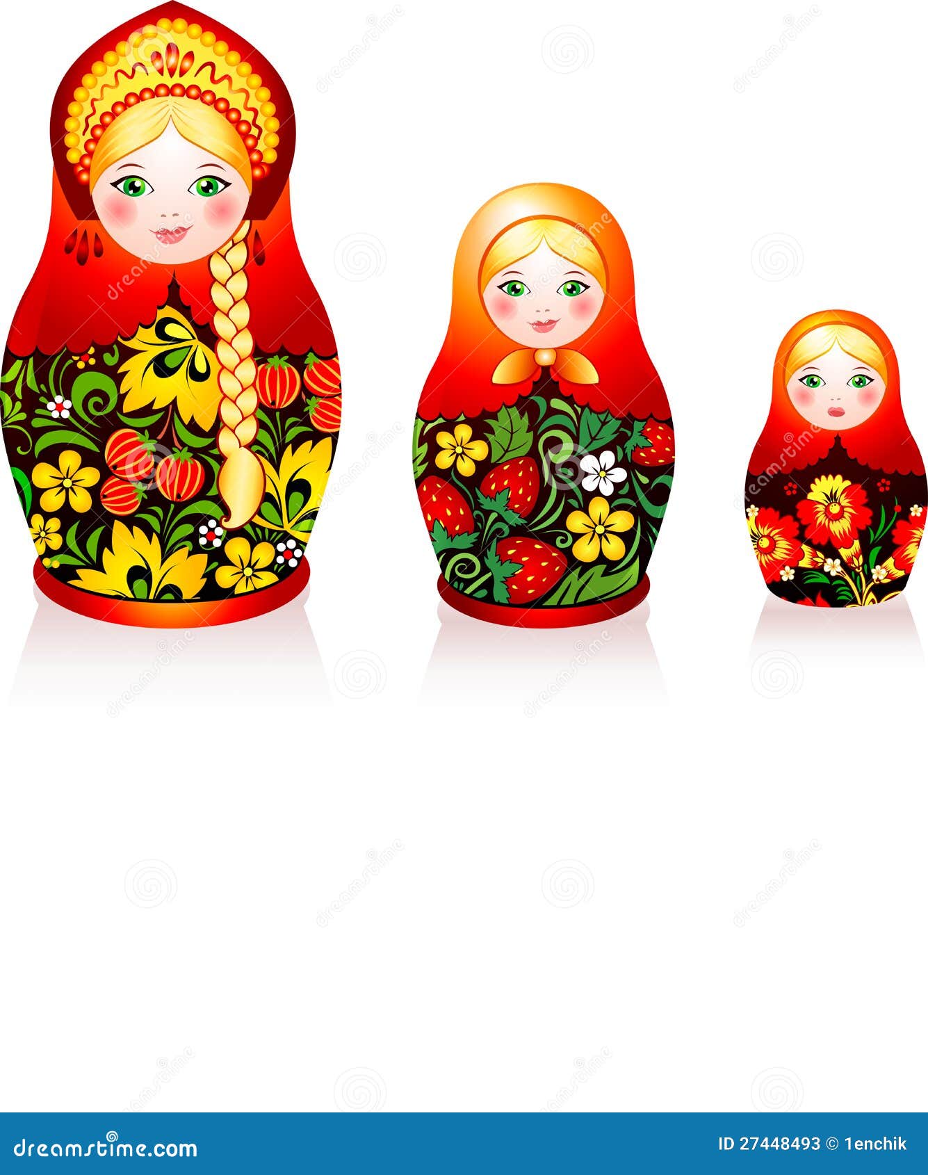 Матрешка на белом фоне