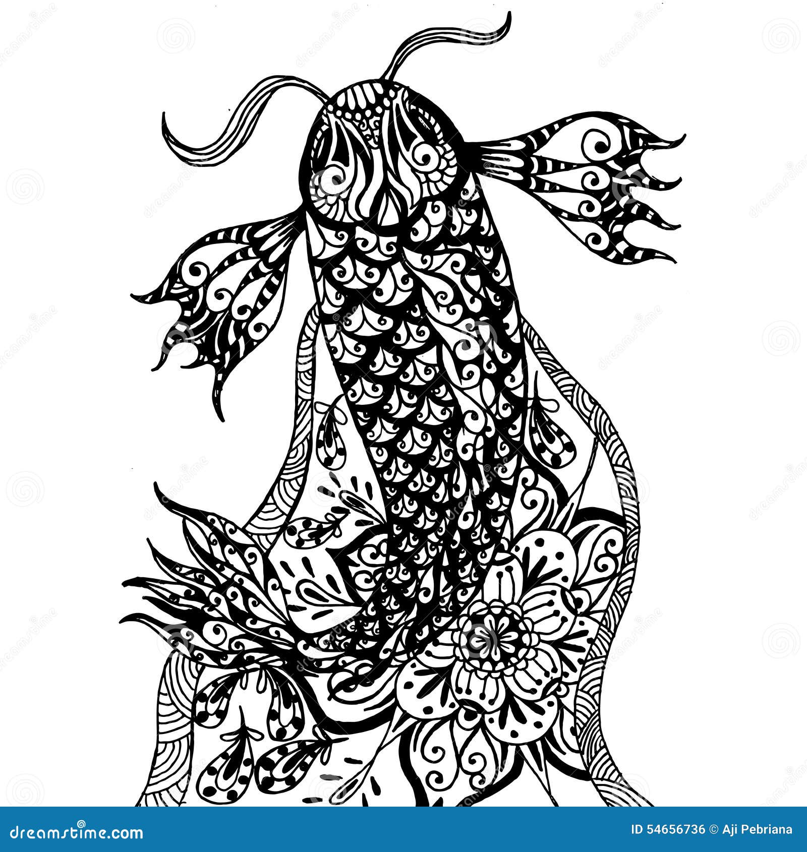 Рыбы Zentangle Koi Иллюстрация Штока. Иллюстрации Насчитывающей.