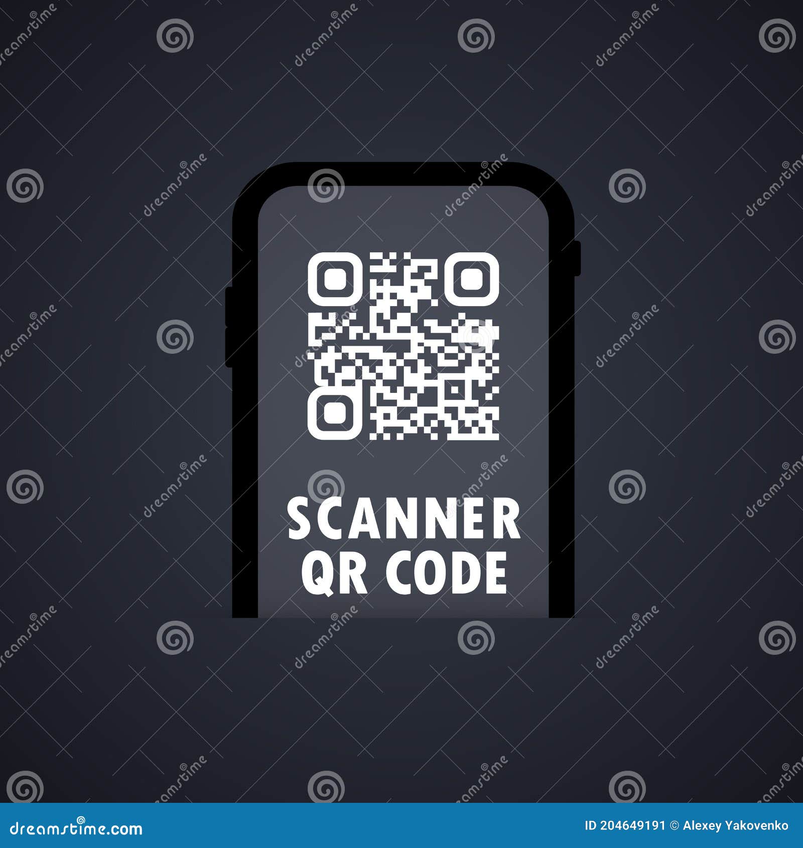 Сканер Qr. Код Qr разверток мобильного телефона. Для цифровой концепции  платежей. Вектор в изолированной фон. Eps 10 Иллюстрация вектора -  иллюстрации насчитывающей прибор, развертка: 204649191
