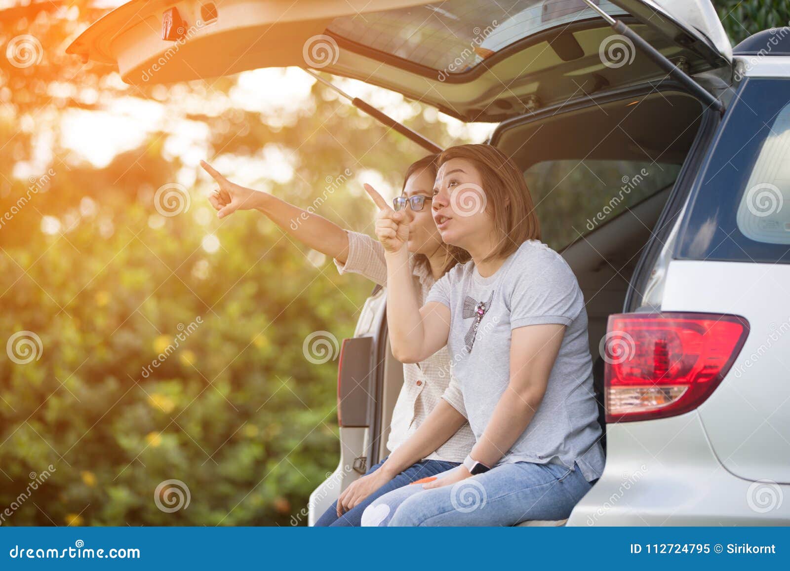 2 славных лесбиянки ослабляют на автомобиле в парке Стоковое Изображение -  изображение насчитывающей усмешка, девушка: 112724795