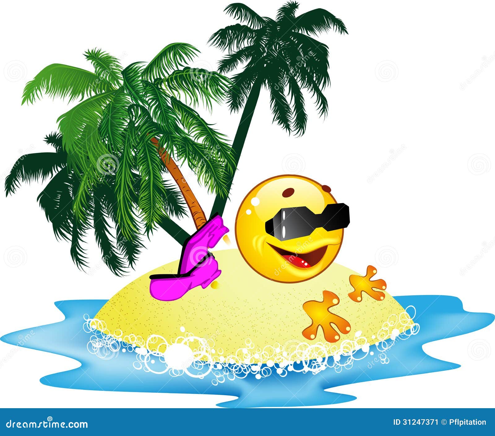 Смайлик лежит на пляже иллюстрация вектора. иллюстрации насчитывающей  жизнерадостно - 31247371