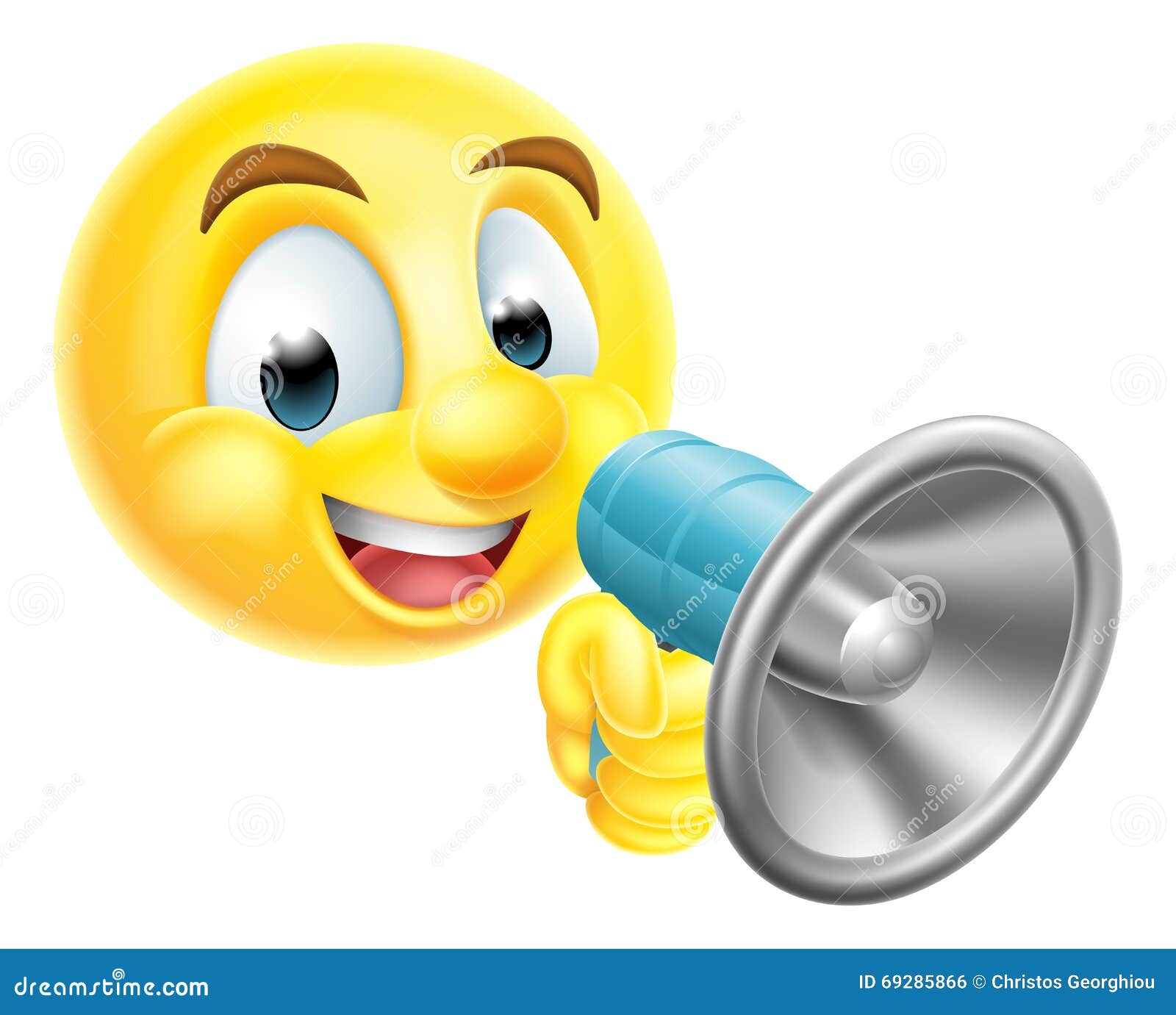 Смайлик Emoji держа мега телефон Иллюстрация вектора - иллюстрации  насчитывающей иллюстрация, головка: 69285866