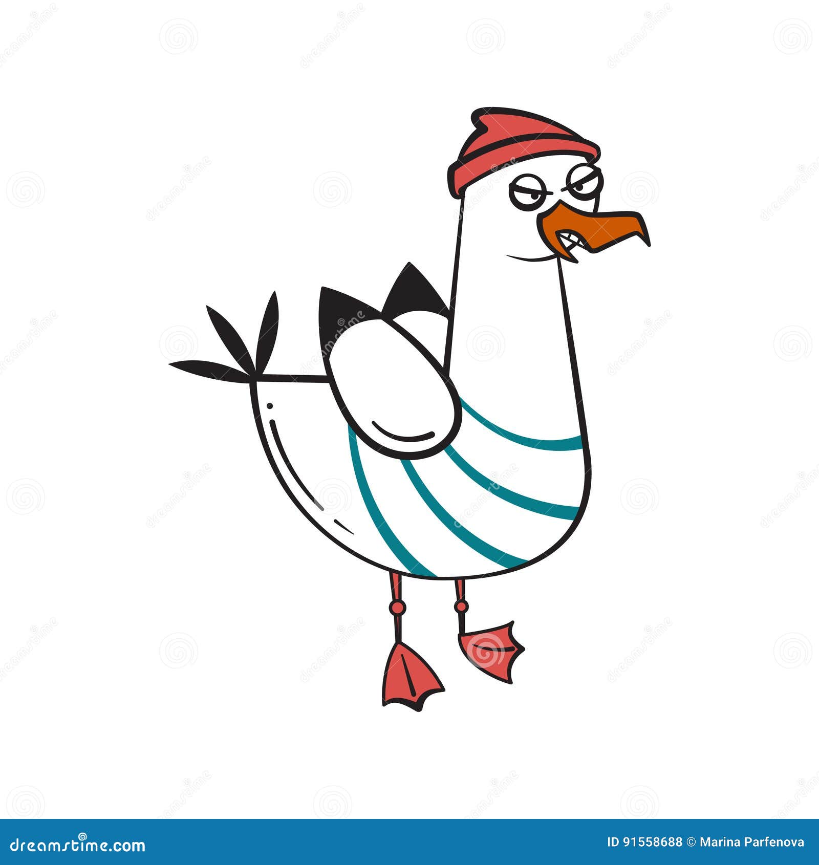 Смешная чайка шаржа, сердитая Иллюстрация вектора - иллюстрации  насчитывающей шлем, изолировано: 91558688