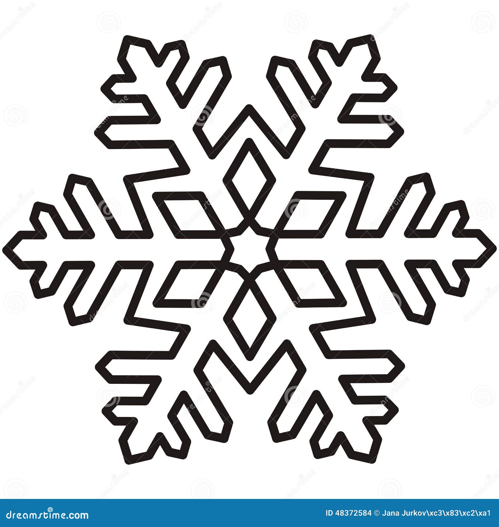 Снежинка, контур иллюстрация вектора. иллюстрации насчитывающей кристалл -  48372584