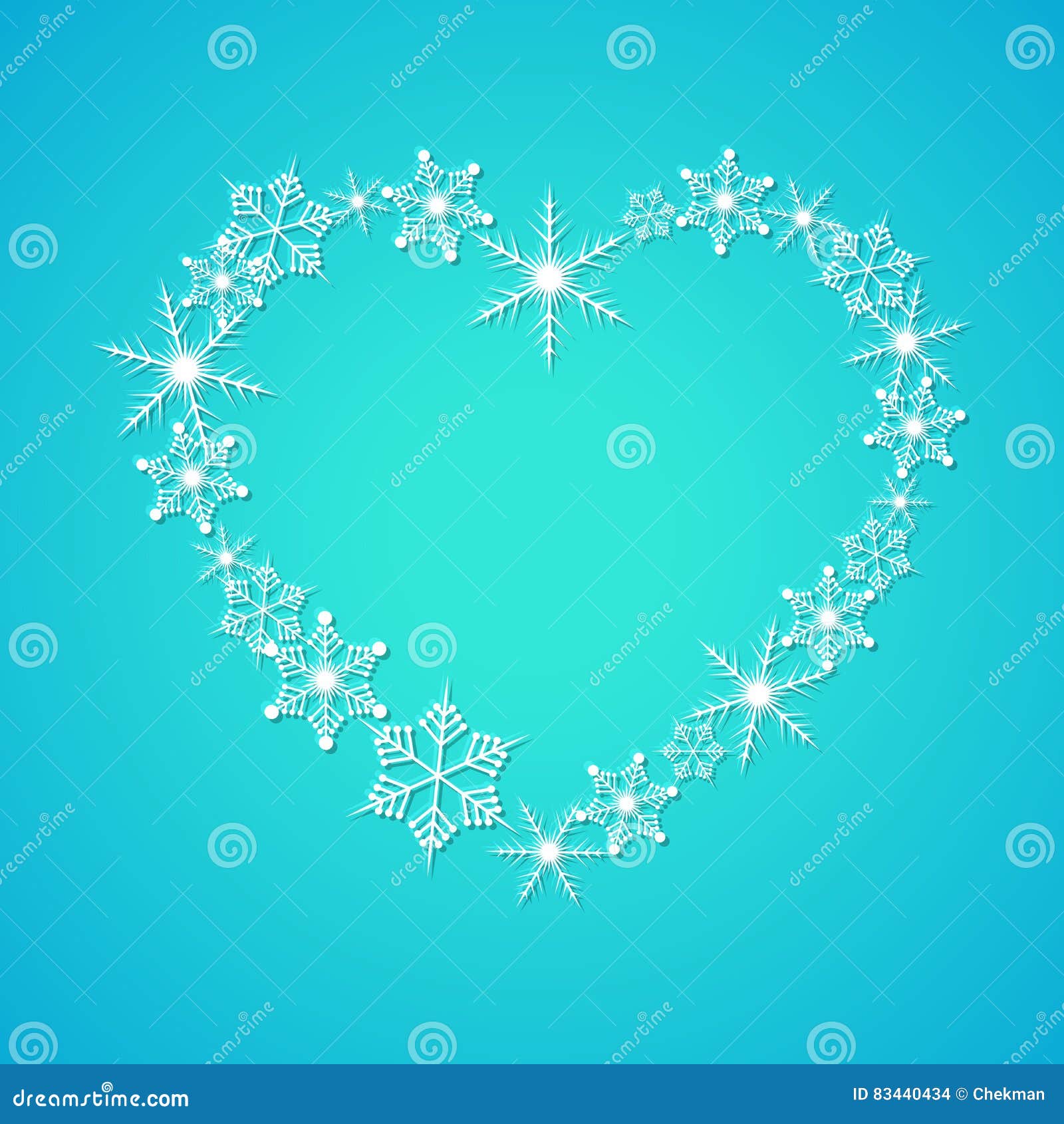 Сердечки снежинки