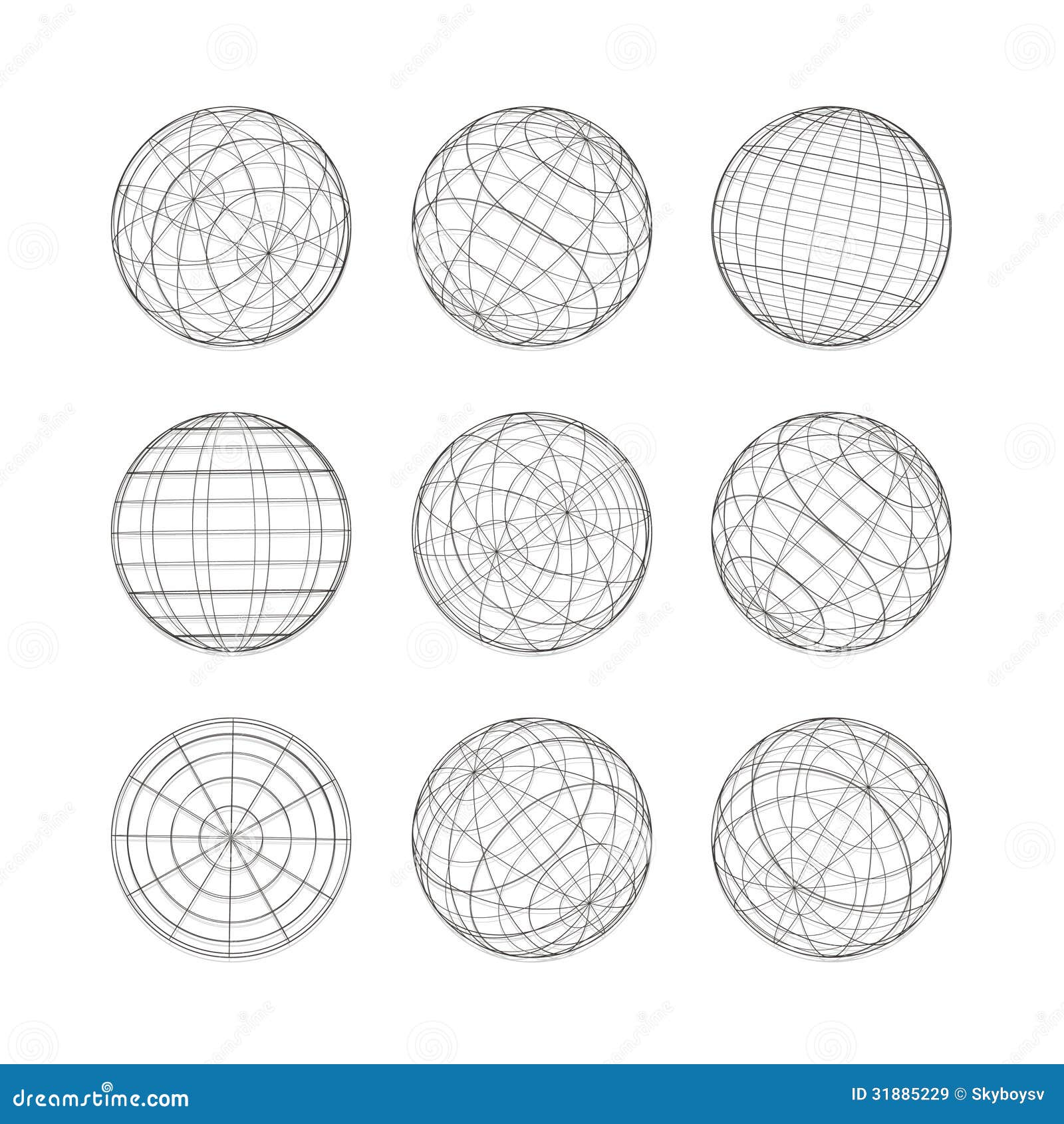 Решетчатая сфера для типа 3д аватарки. Wormhole Geometric Grid wireframe tunnel Flat Style Design vector illustration.