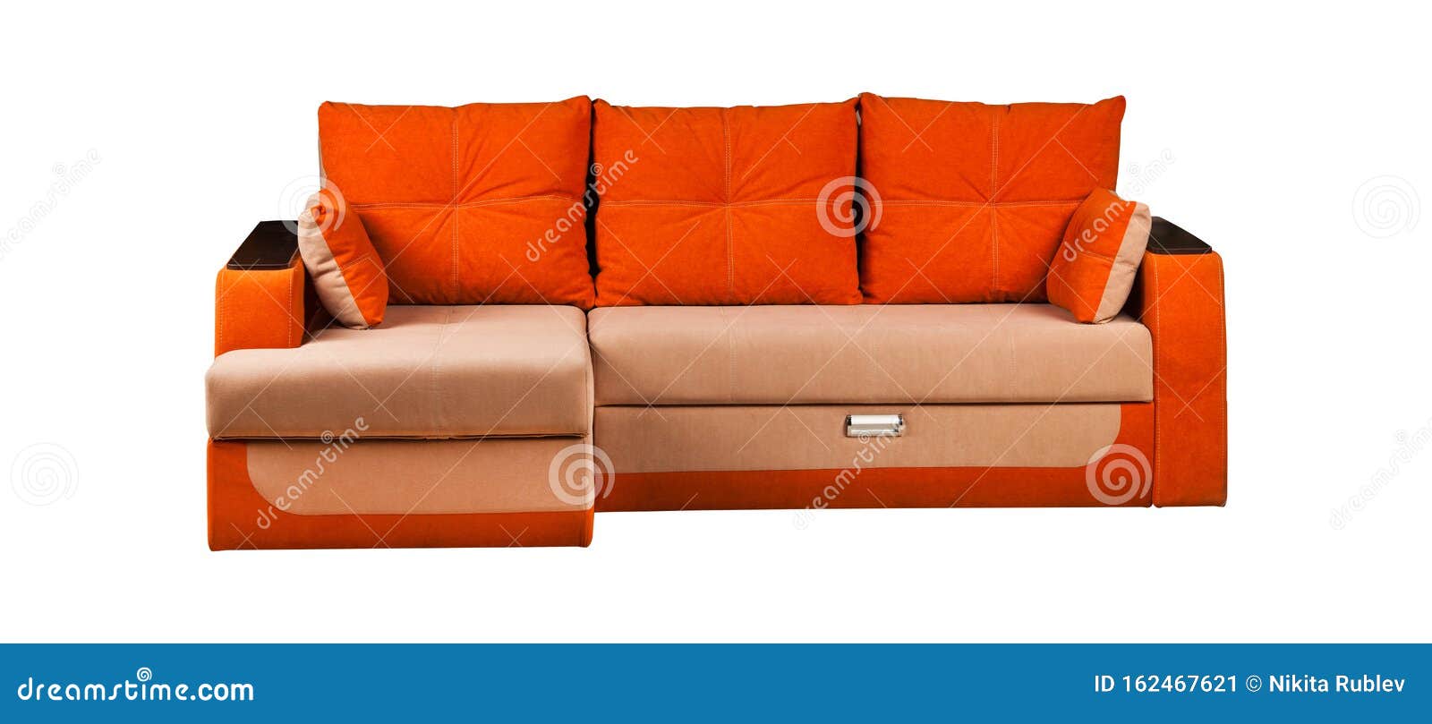 Современный оранжевый диван на белом фоне Стоковое Изображение -изображение насчитывающей самомоднейше, уютный: 162467621