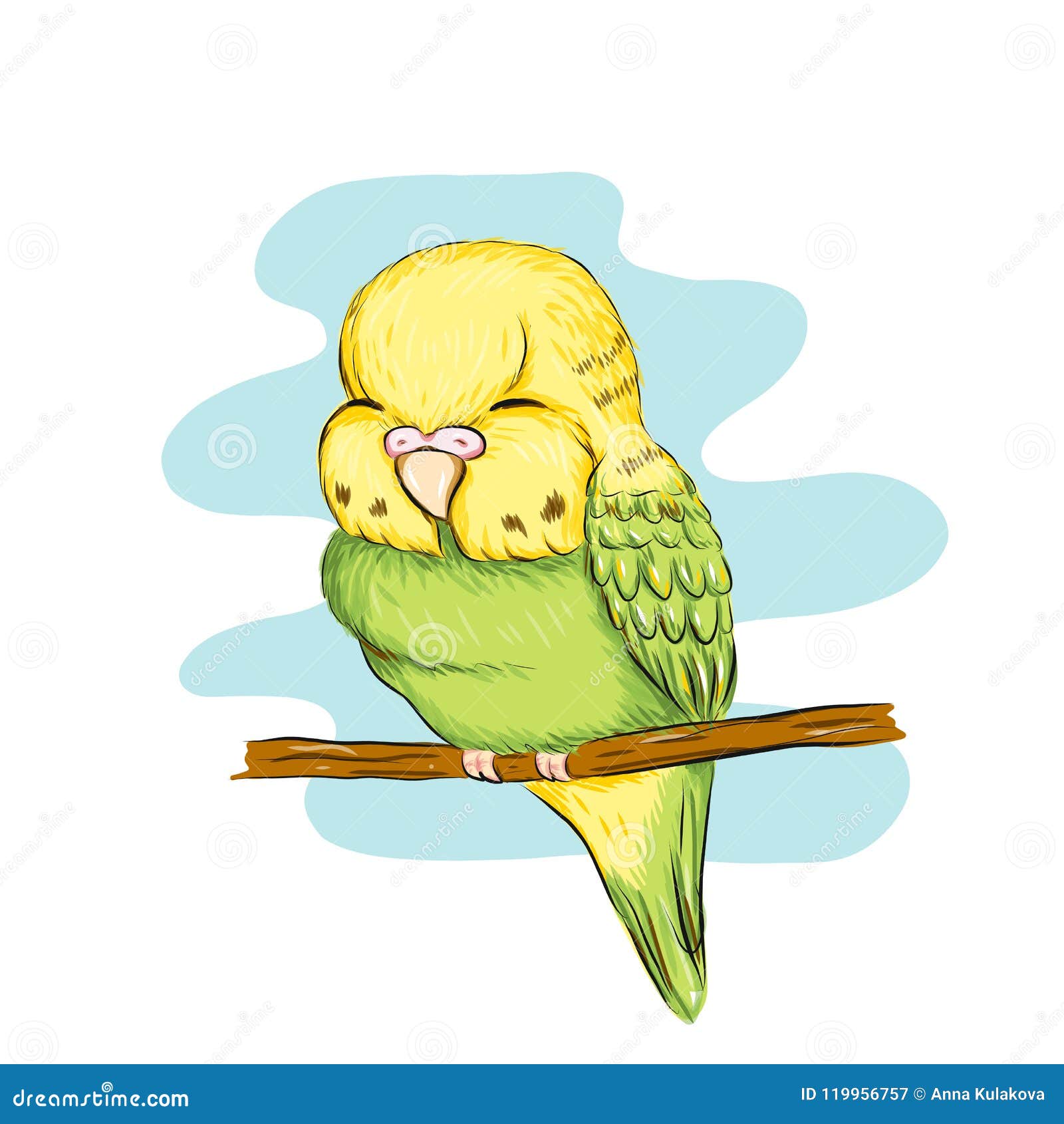Обои ночнушка Спать младенец Parrot иллюстрация для плаката, печатать тканей или пижама,  вебсайт, обои спальни Для зоомагазина, Exhibitio Иллюстрация штока -  иллюстрации насчитывающей природа, хорошо: 119956757