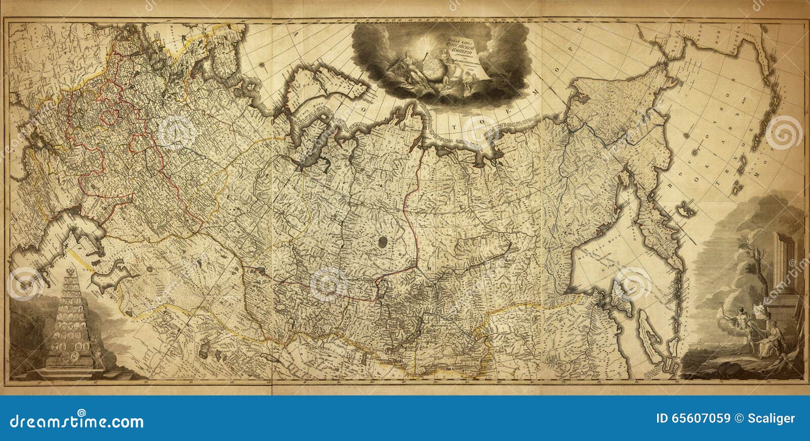 Старая карта России, напечатанная в 1786
