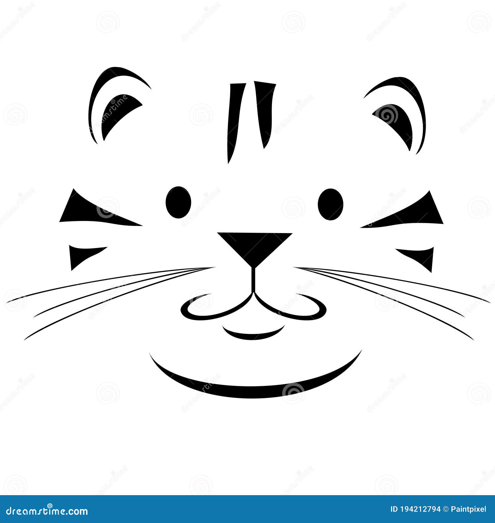 Счастливая лицо tabby кота иллюстрация вектора. иллюстрации насчитывающей  кот - 194212794