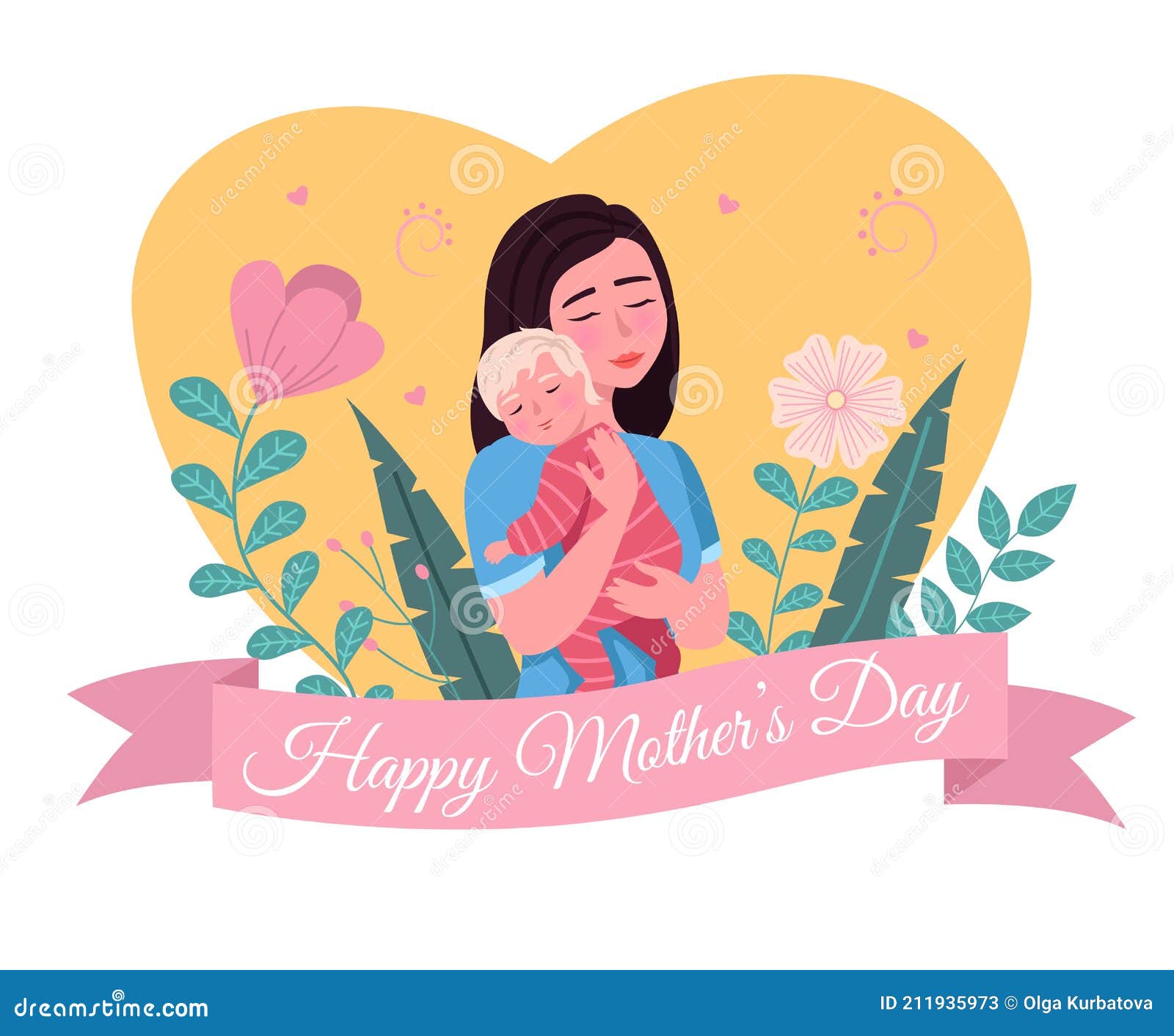 Loving mom 3. Tajikistan mother's Day cartoon. Postcard loving.