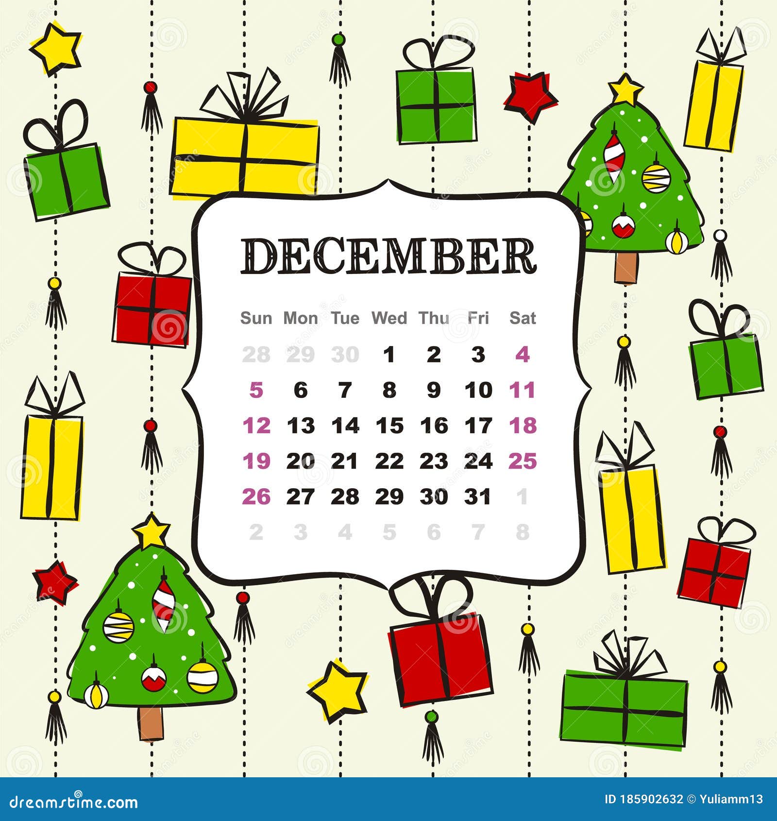 Тематический шаблон для календаря на 2021 декабря Иллюстрация штока -  иллюстрации насчитывающей случай, марш: 185902632