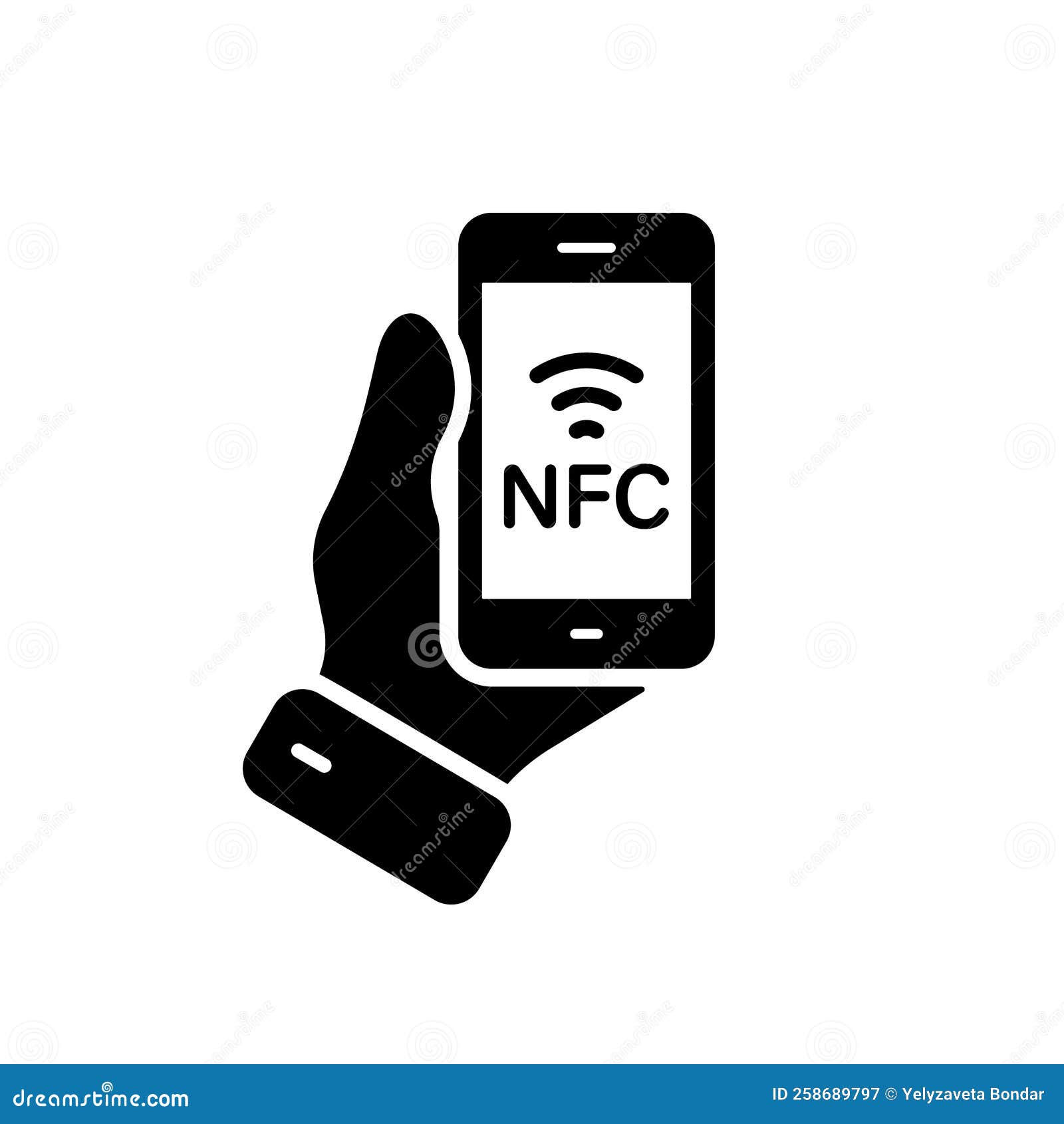 технология Nfc в значке силуэта мобильного телефона. ручное удержание  смартфона бесконтактный доступ деньги плата глиф пиктограмма Иллюстрация  вектора - иллюстрации насчитывающей силуэт, покупка: 258689797