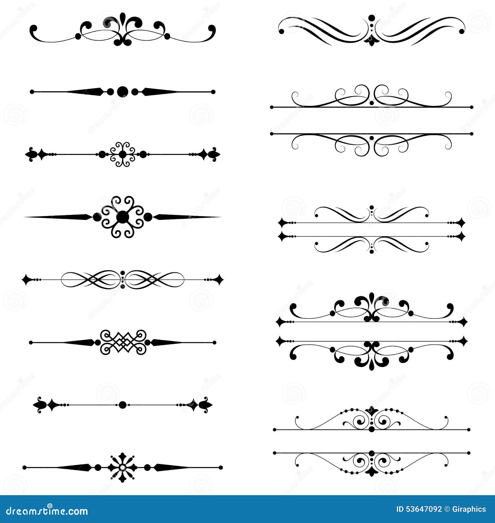 Типографские орнаменты & линии правила Иллюстрация вектора - иллюстрации  насчитывающей бело, мотив: 53647092