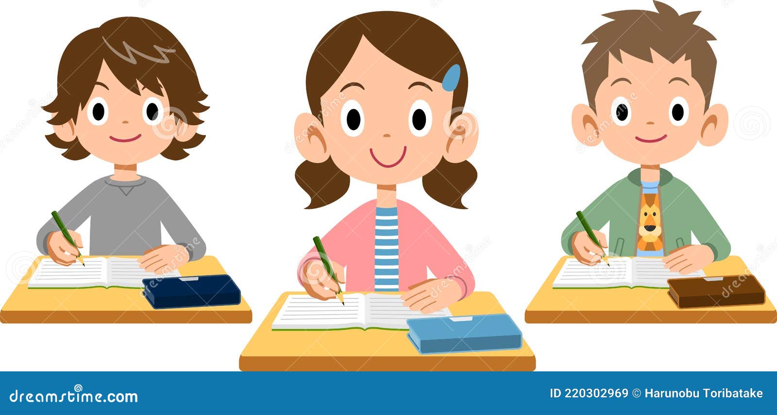 три ученика начальной школы Иллюстрация вектора - иллюстрации насчитывающей  студенты, иллюстрация: 220302969