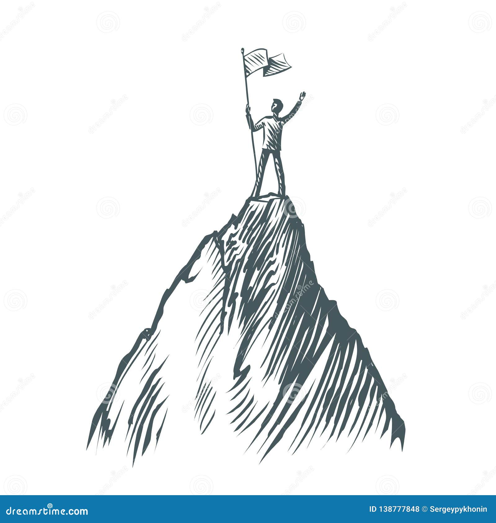 Успех в деле, принципиальной схеме Положение бизнесмена с флагом поверх  горы Иллюстрация вектора эскиза Иллюстрация вектора - иллюстрации  насчитывающей возможности, антрепренер: 138777848