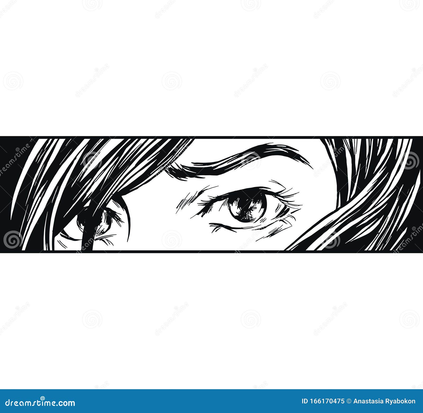 Ink Drawing Eyes Manga Illustration Stock Vector - Illustration of  handdrawn, look: 166170475