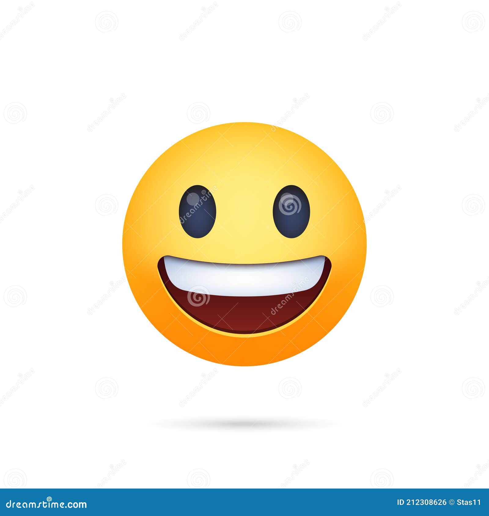 Ухмыльнувшись с большими глазами. Emoji Facebook с тенью на белом фоне  Редакционное Фото - иллюстрации насчитывающей настроение, шутка: 212308626