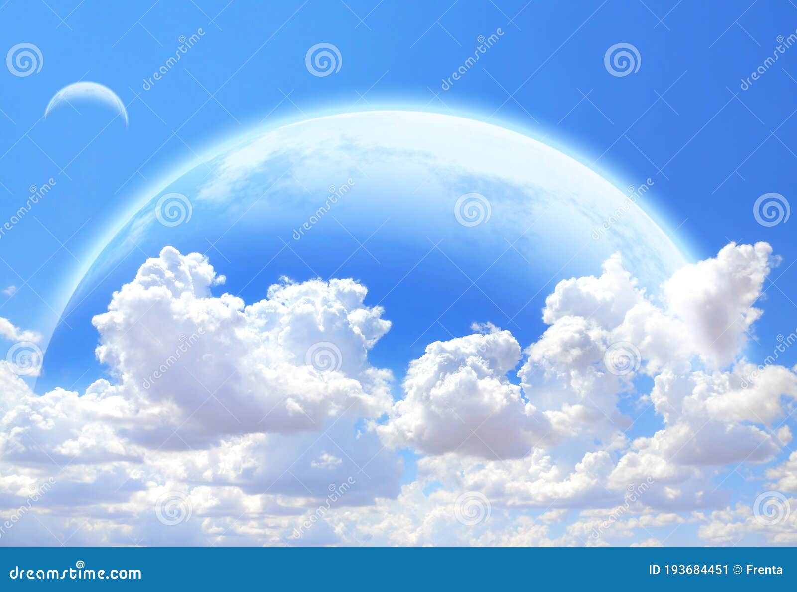 Фантастическое небо с белыми облаками и 3 планет Иллюстрация штока -  иллюстрации насчитывающей природа, сновидение: 193684451