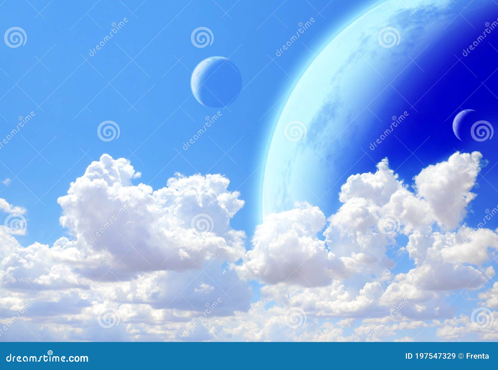 Фантастическое небо с белыми облаками и 3 планет 3d представляют  Иллюстрация штока - иллюстрации насчитывающей астральный, знамена: 197547329