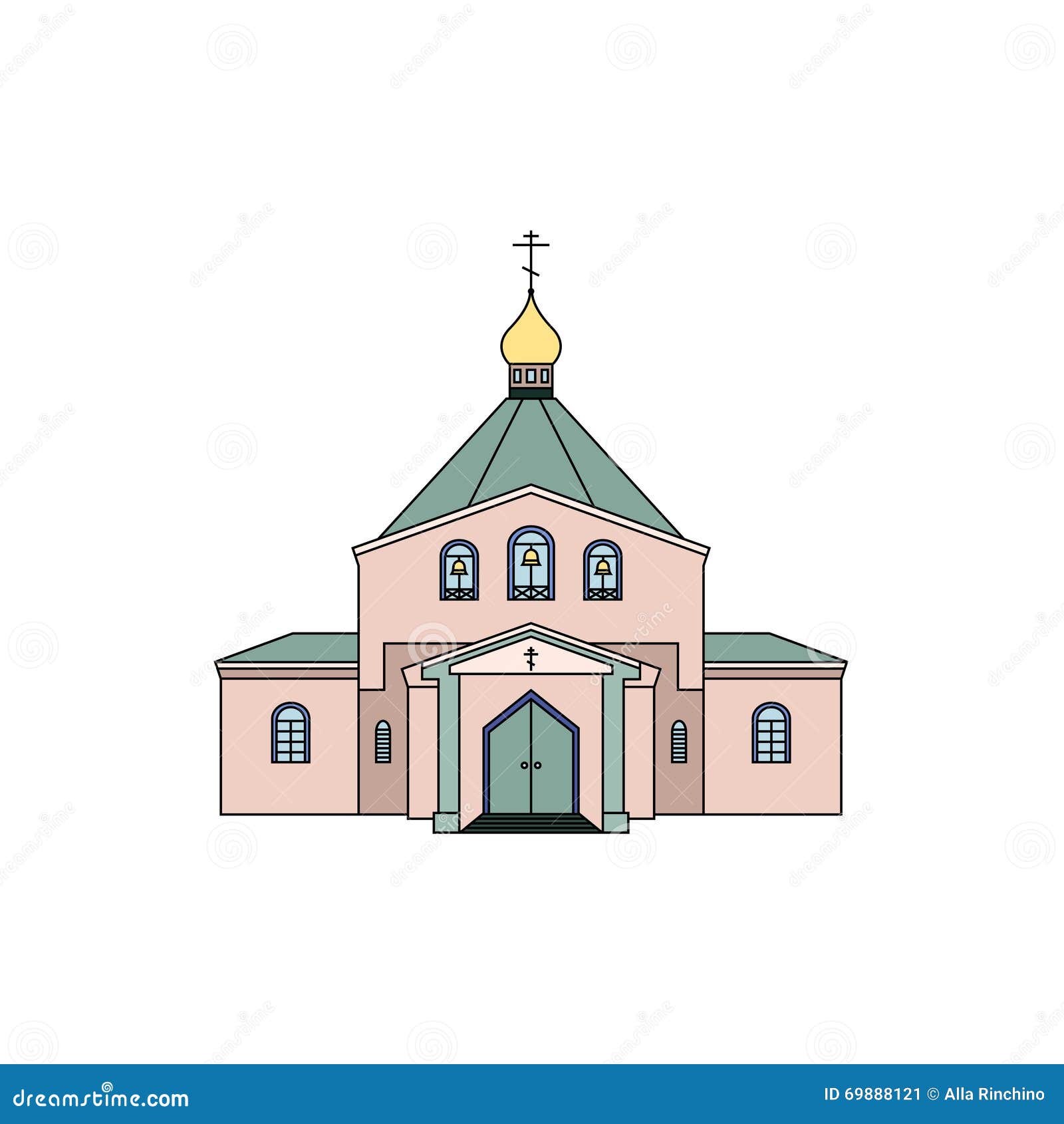 Фасад церков в цвете иллюстрация вектора. иллюстрации насчитывающей  аллилуйя - 69888121