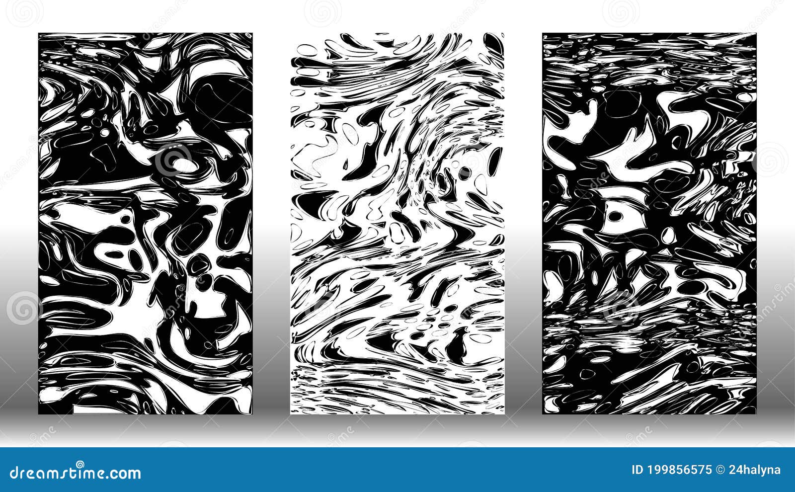 Фон жидкой ртути Черно-белый набор вектора Сияющая мемориальная текстура,  сравнивает вертикальные обложки с глянцевой поверхности Иллюстрация вектора  - иллюстрации насчитывающей металл, бесформенную: 199856575