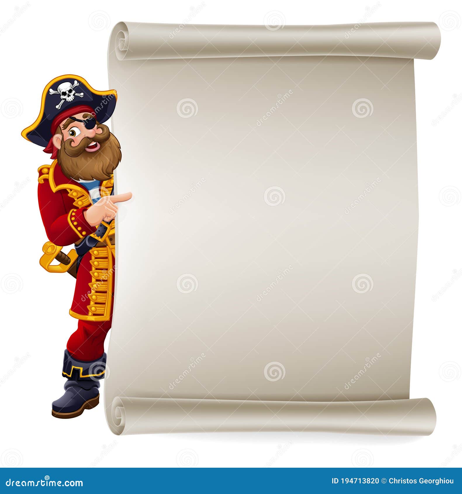 Фон прокрутки мультфильма капитана пиратов Иллюстрация вектора -  иллюстрации насчитывающей заглядывать, пират: 194713820