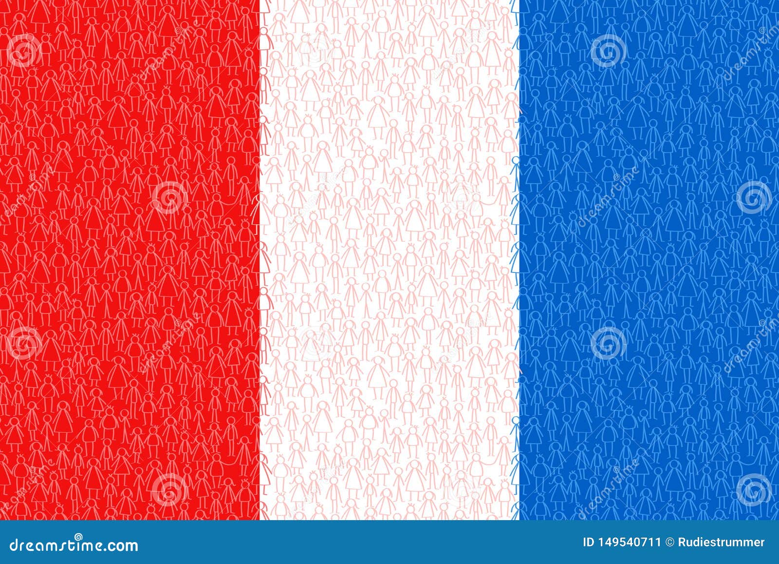 Franciya Flag S Lyudmi Ruchki Grazhdanami Shematicheskim Grafikom Tolpoj Krasnyh Golubyh I Belyh Lyudej Ruchki Zhenshinami I Detmi Illyustraciya Vektora Illyustracii Naschityvayushej Obshina Politika 149540711