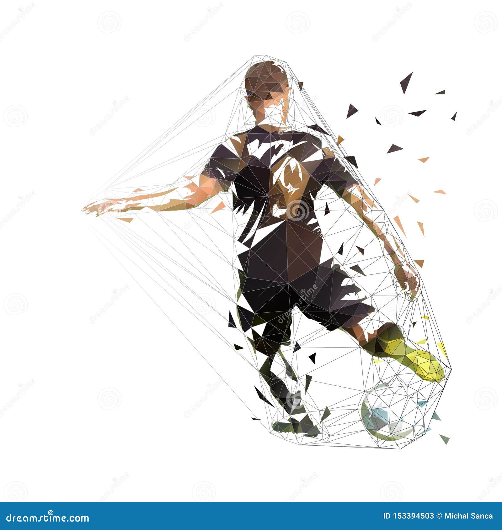 Futbolist V Chernom Dzhersi Udarnyj Myach Abstraktnyj Nizkopolnyj Vektornyj Risunok Futbol Izolirovannaya Geometricheskaya Yarkaya Ill Illyustraciya Vektora Illyustracii Naschityvayushej 153394503