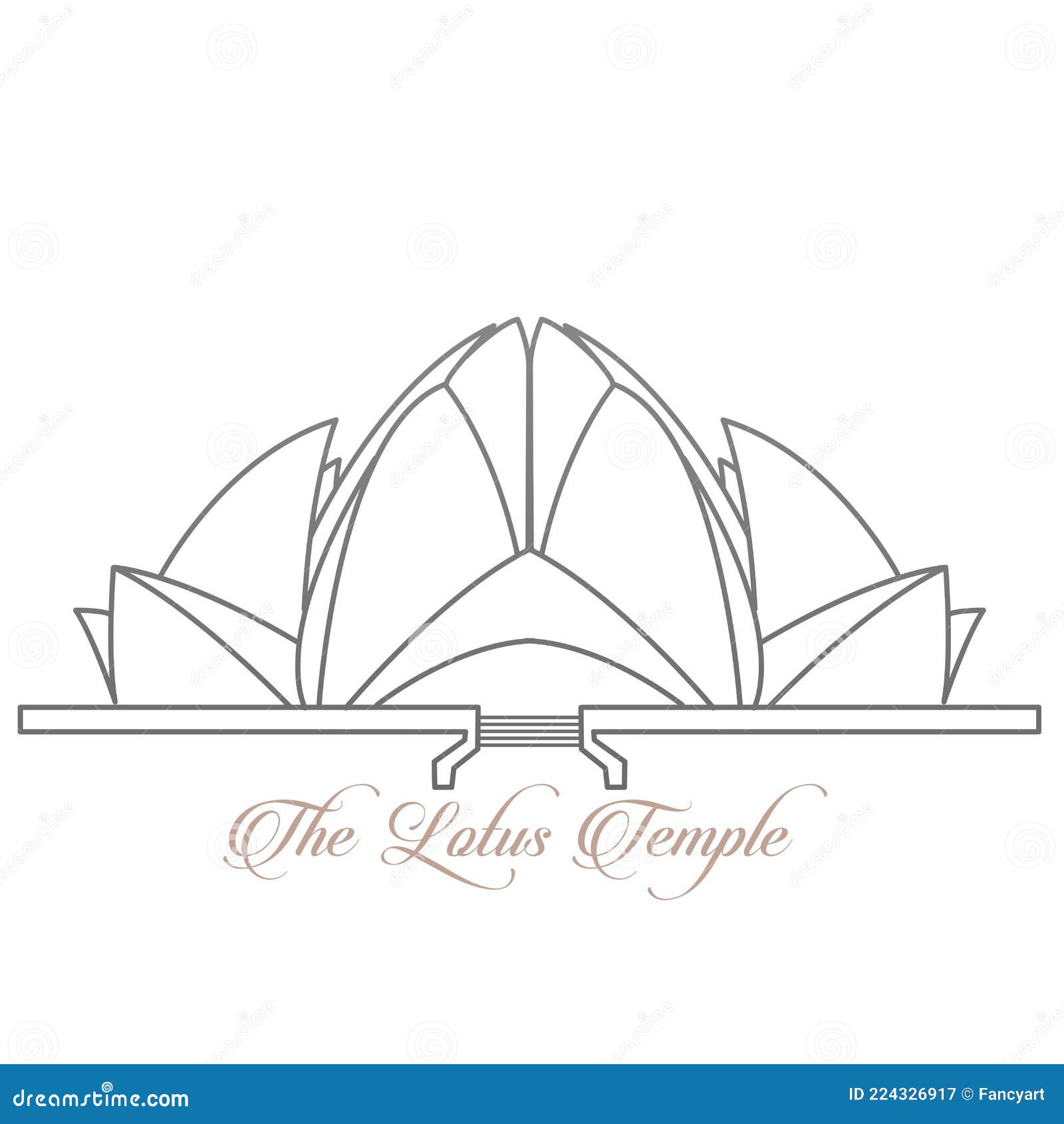 храм лотоса индии наброски иллюстрация храм лотоса является бахайским  храмом поклонения и популярной достопримечательностью Иллюстрация вектора -  иллюстрации насчитывающей индия, плоско: 224326917